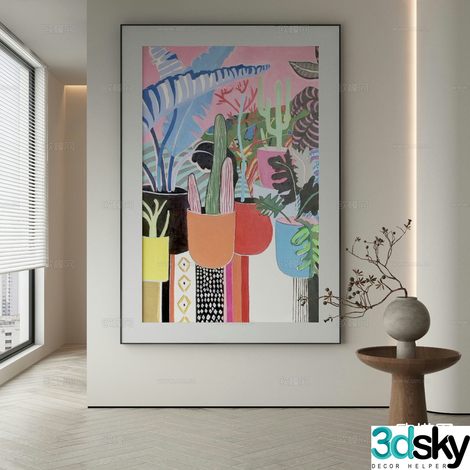 Modern decorative painting cartoon hanging painting 3d model