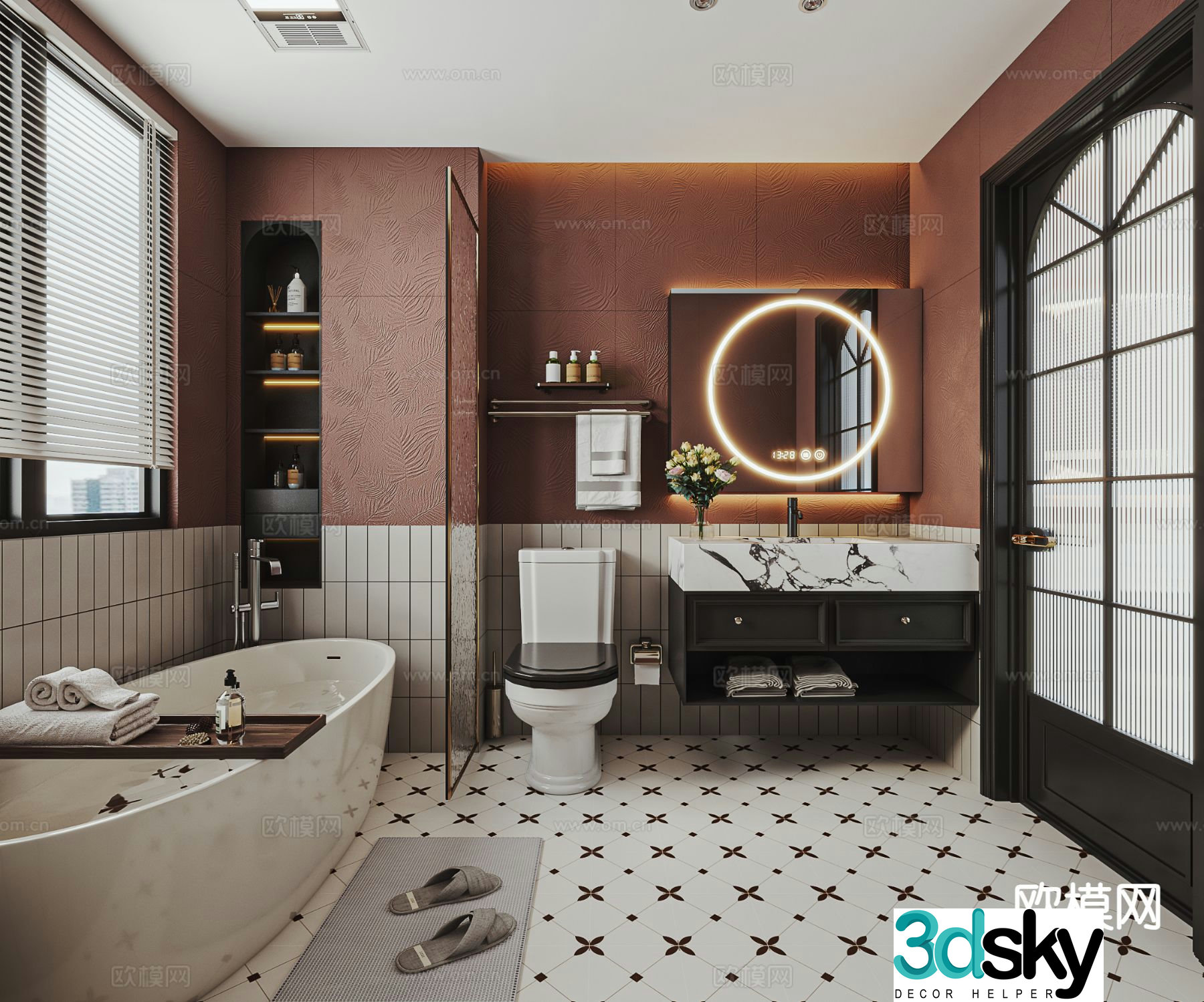 French retro bathroom bathroom 3d model