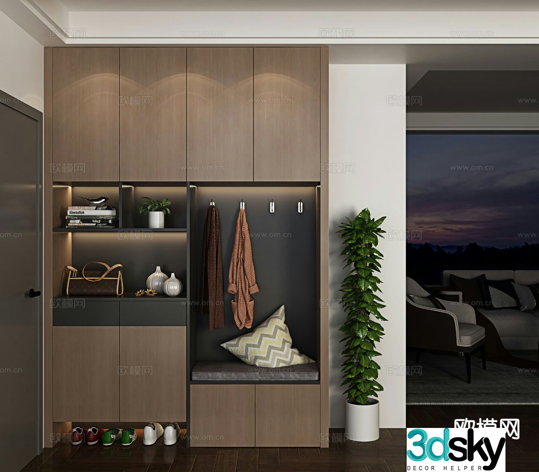 Italian shoe cabinet entrance cabinet 3d model
