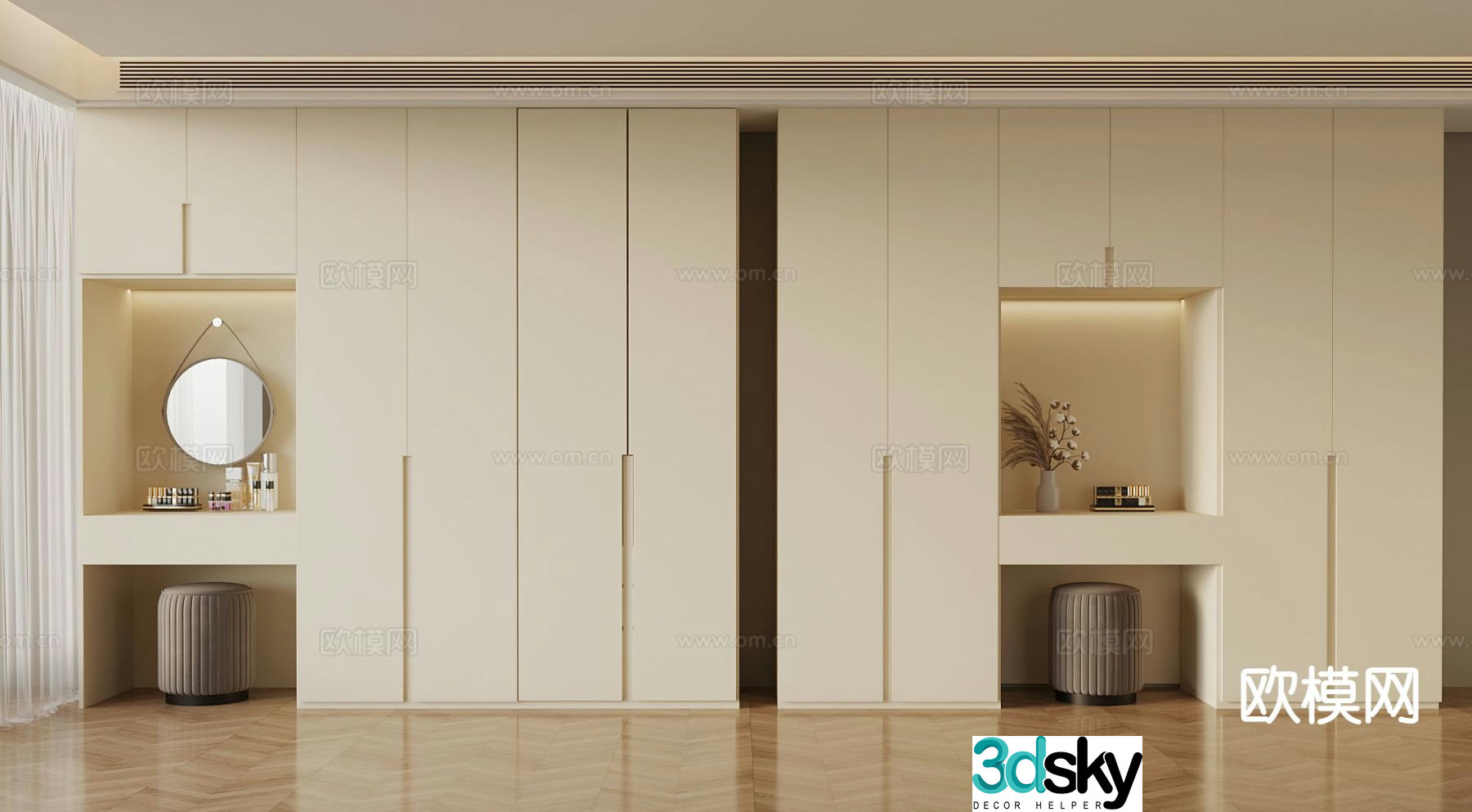 Cream style wardrobe 3d model