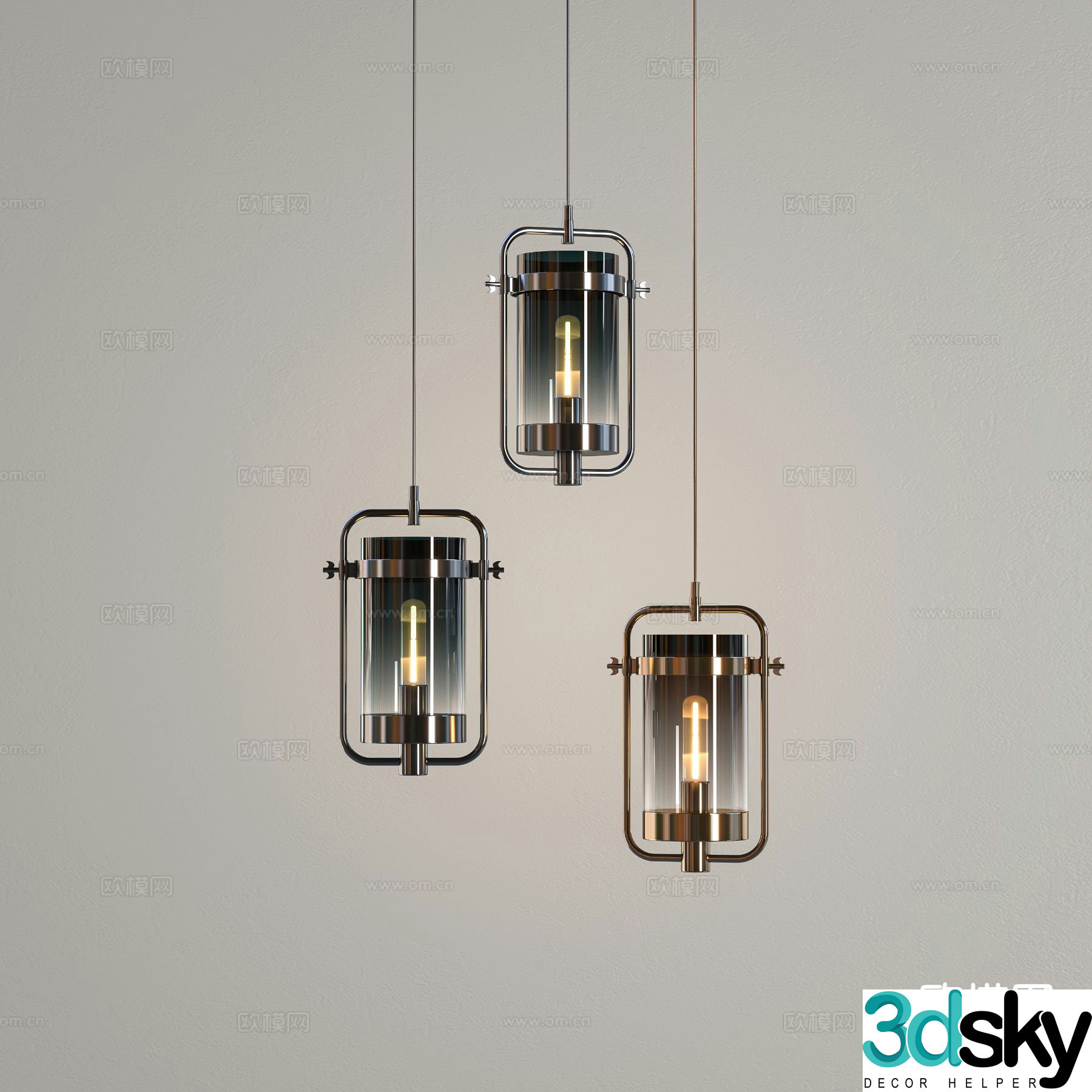 Modern glass chandelier 3d model