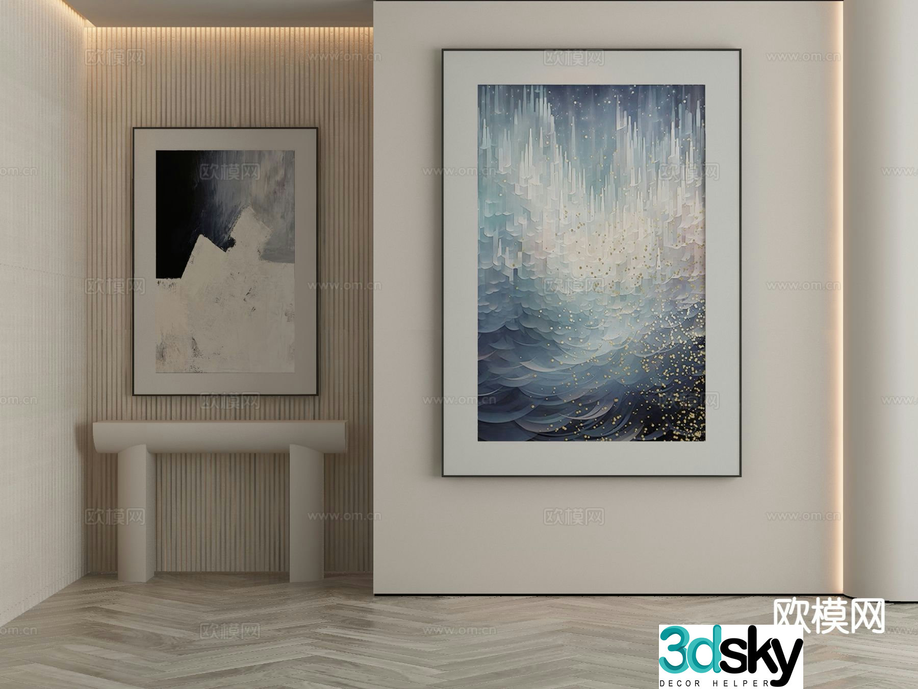 Modern decorative painting abstract painting oil painting 3d model
