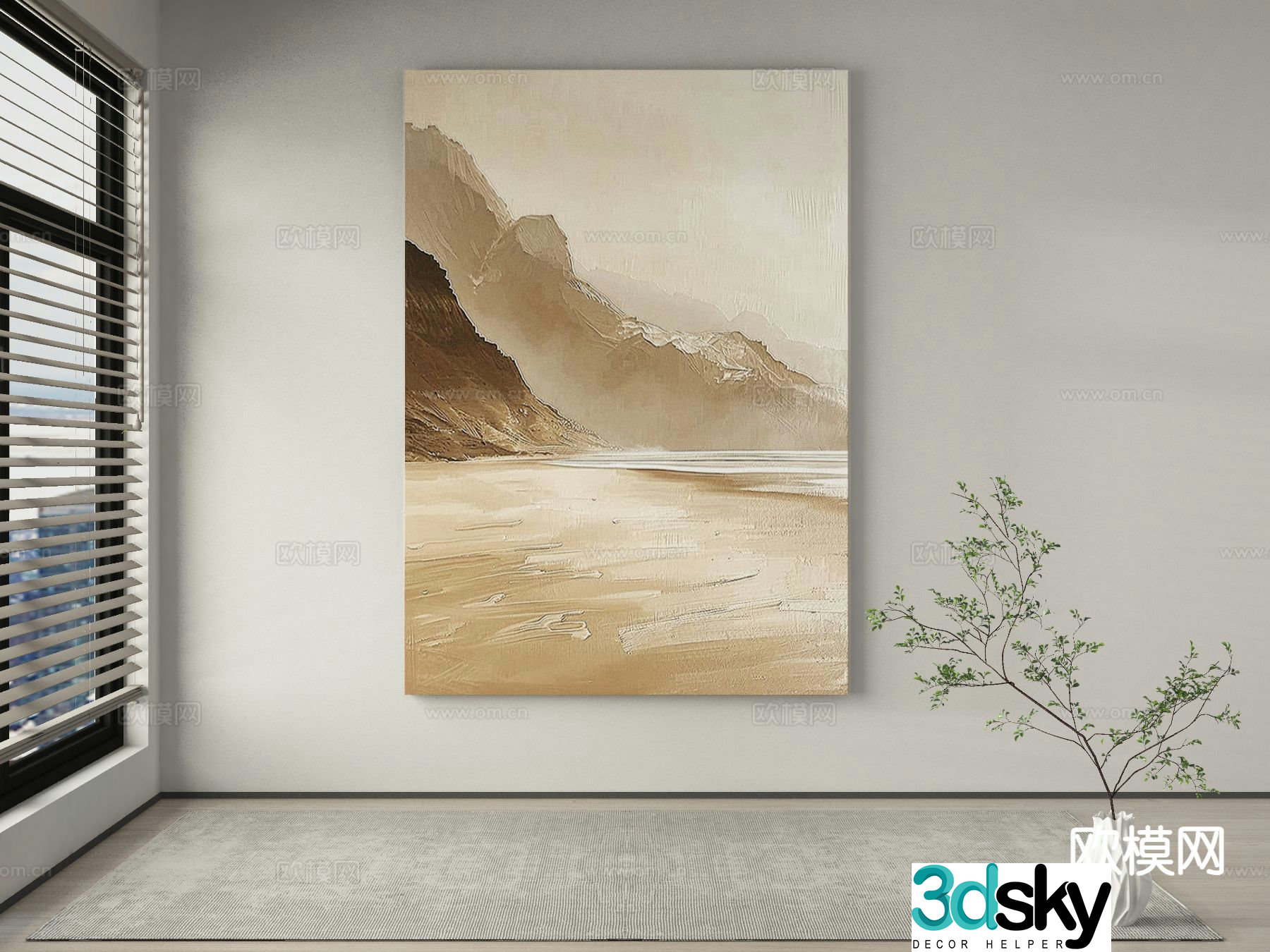 Modern decorative painting texture painting 3d model