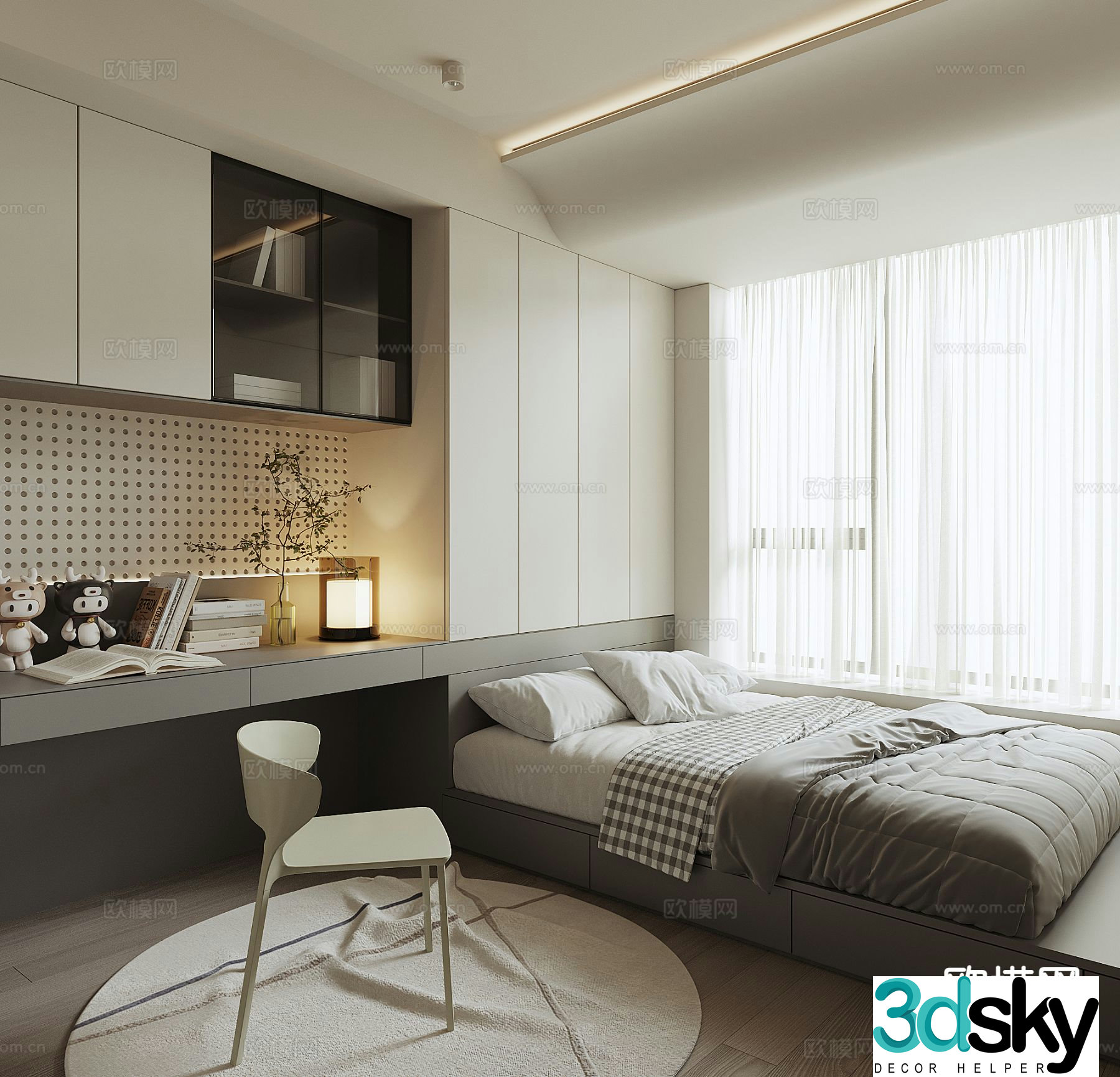 Modern tatami bedroom multifunctional room 3d model