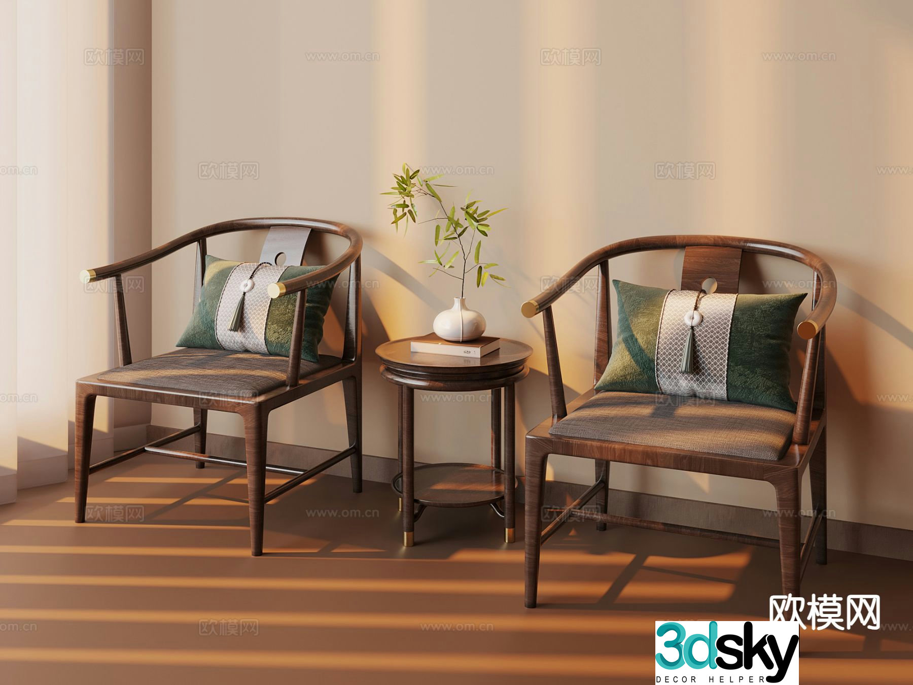 New Chinese style leisure chair armchair 3d model