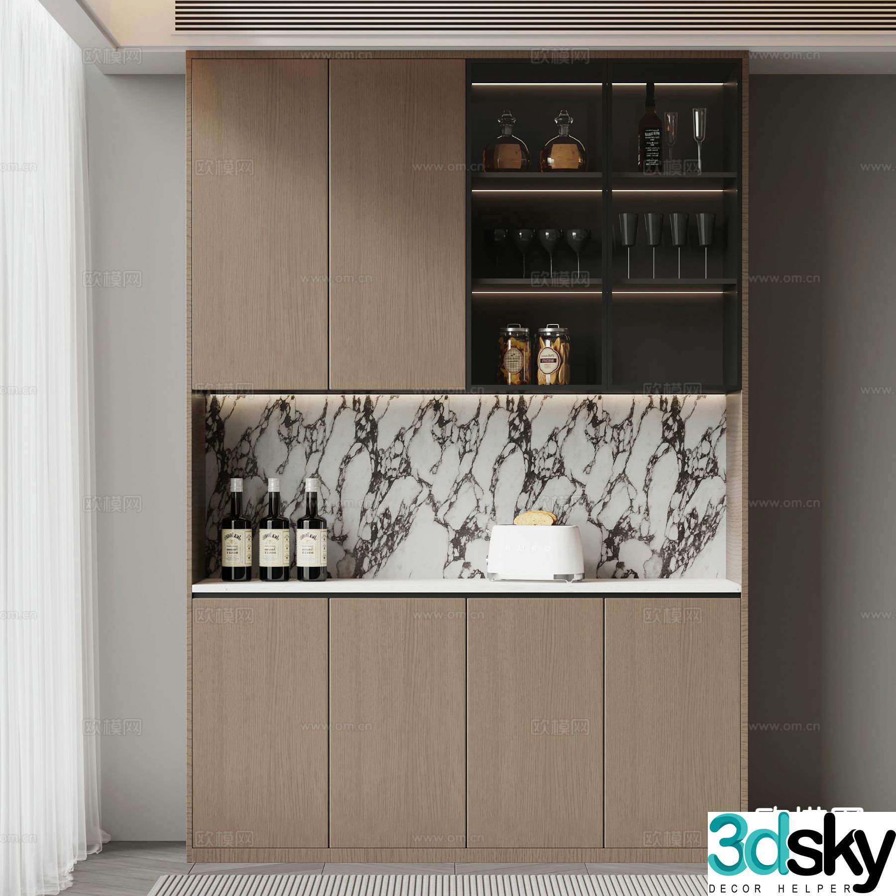 Italian wine cabinet sideboard 3d model