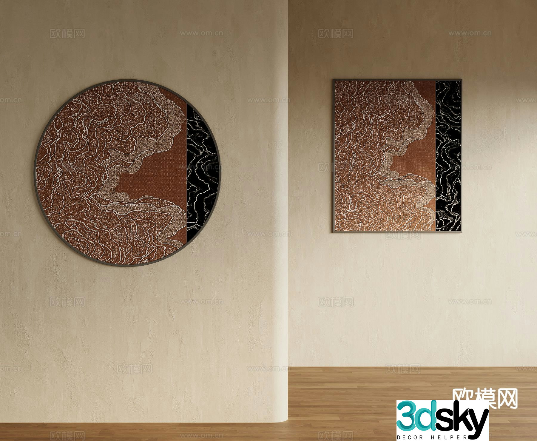 New Chinese style hanging painting Zen hanging painting 3D model