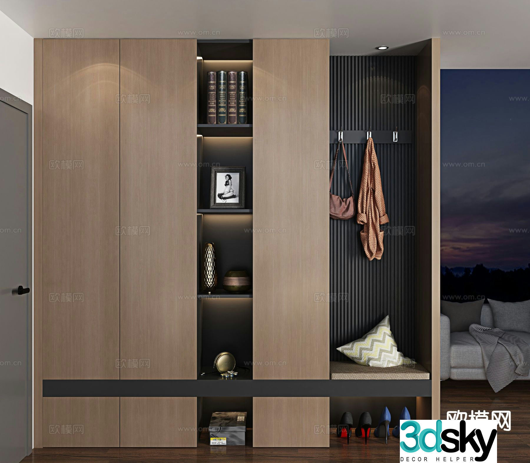 Italian shoe cabinet customized entrance cabinet 3D model