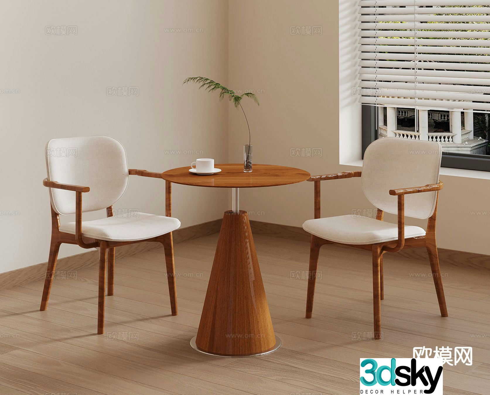 Wabi Sabi leisure table and chairs 3d model