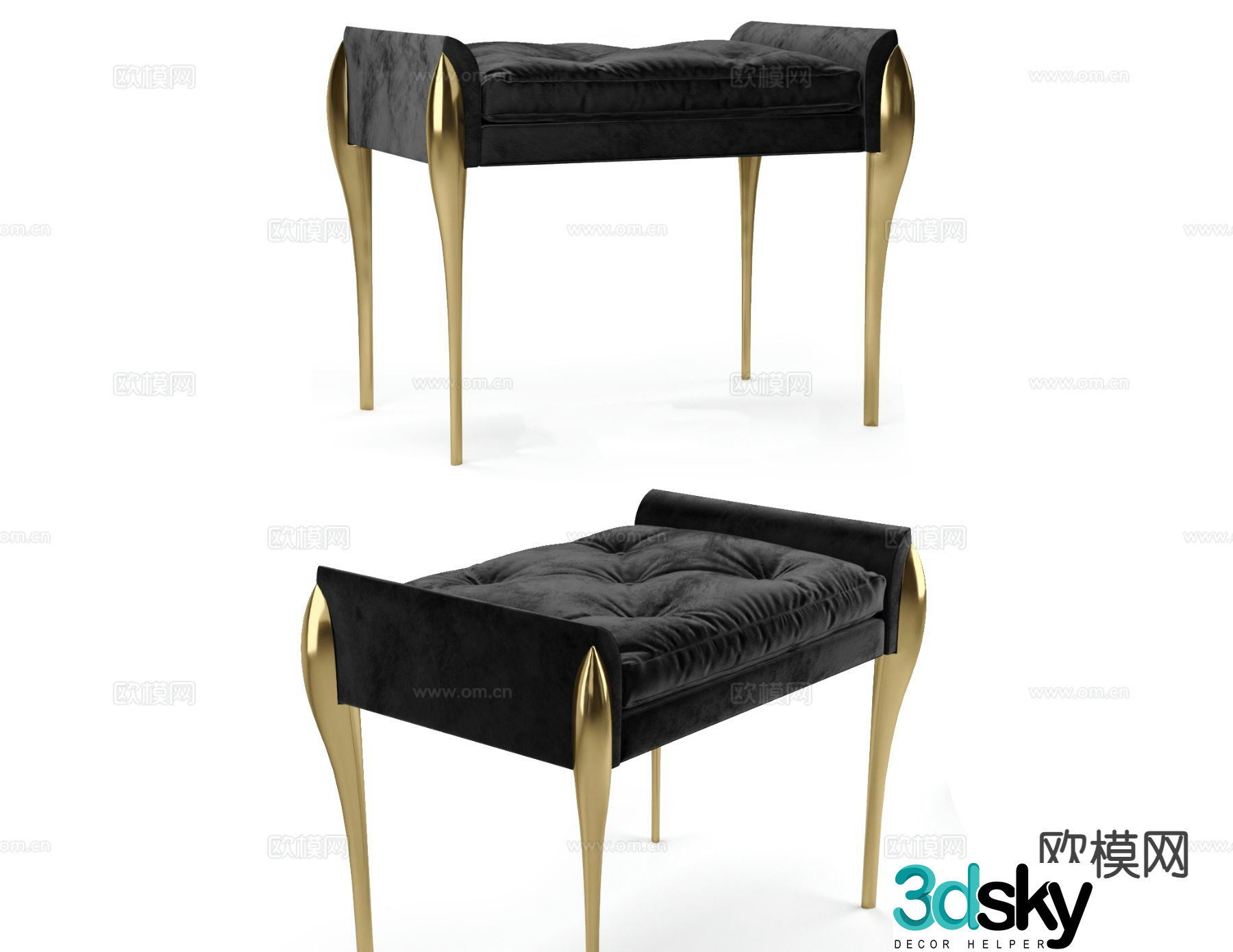 Modern stool dressing stool 3d model
