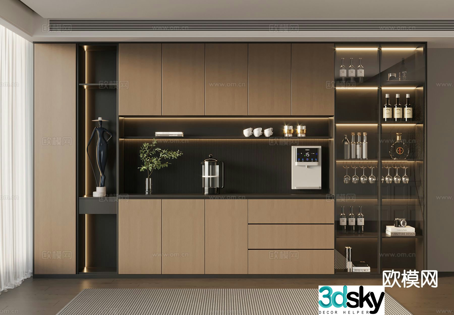 Italian wine cabinet sideboard 3d model