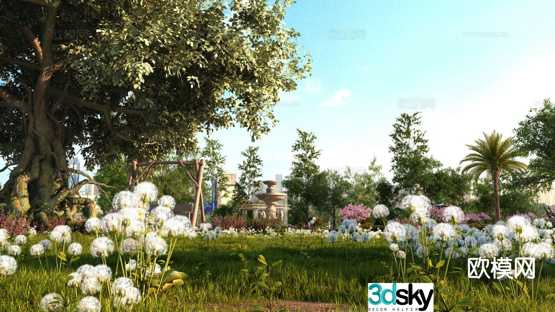 Modern park landscape 3d model