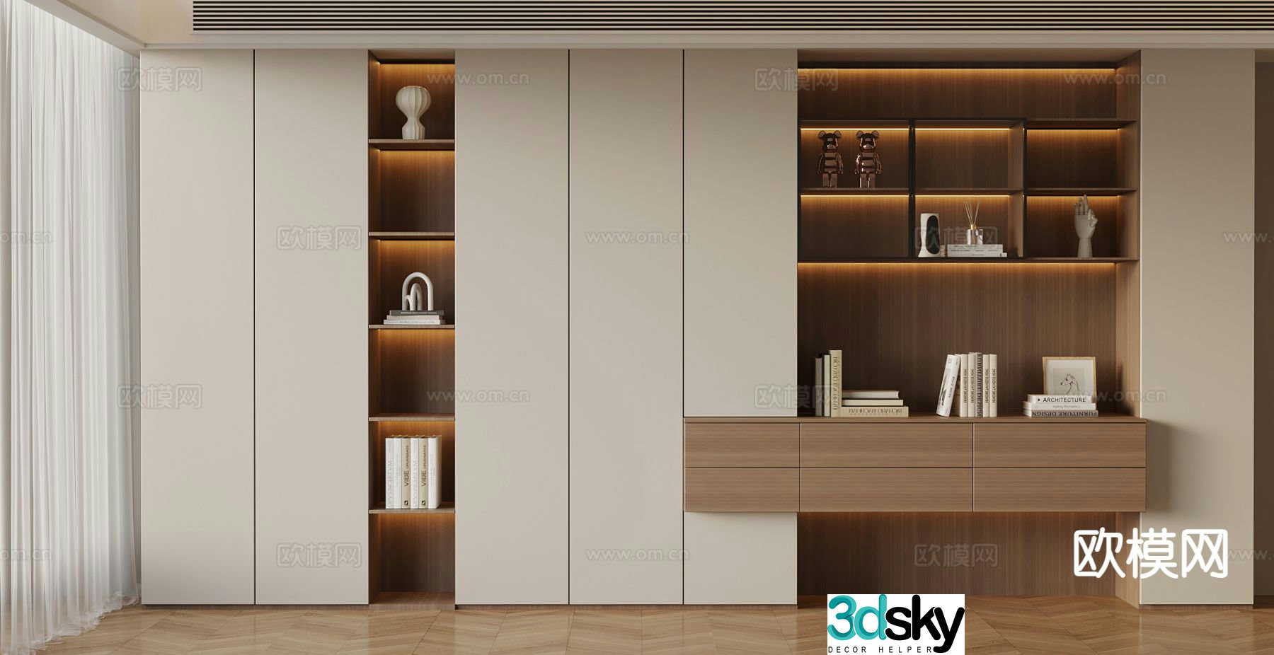 Modern bookcase 3d model