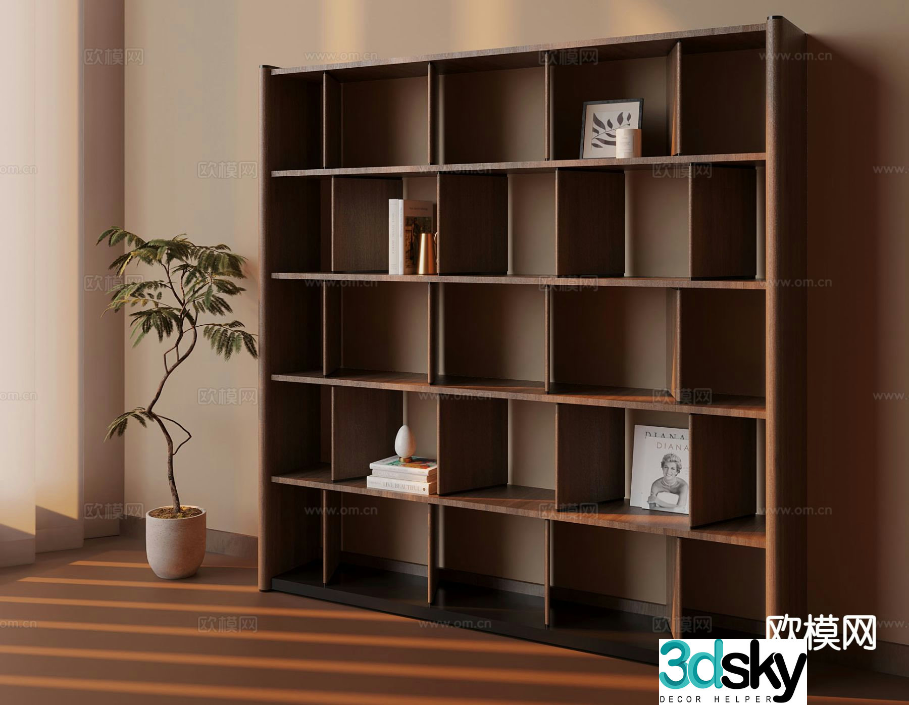 Modern bookshelf 3d model