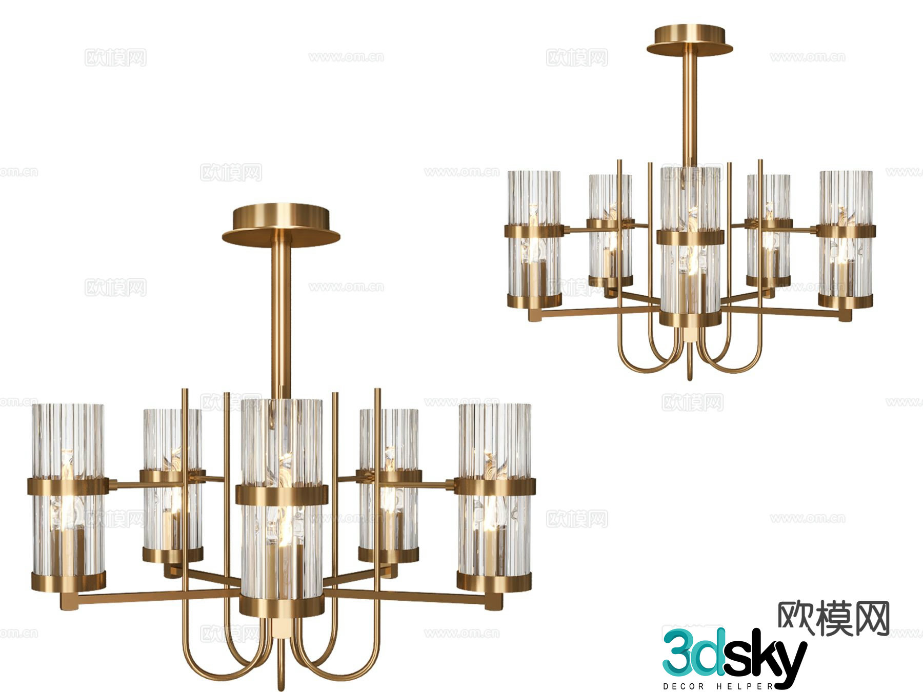 European style chandelier multi-head chandelier 3d model