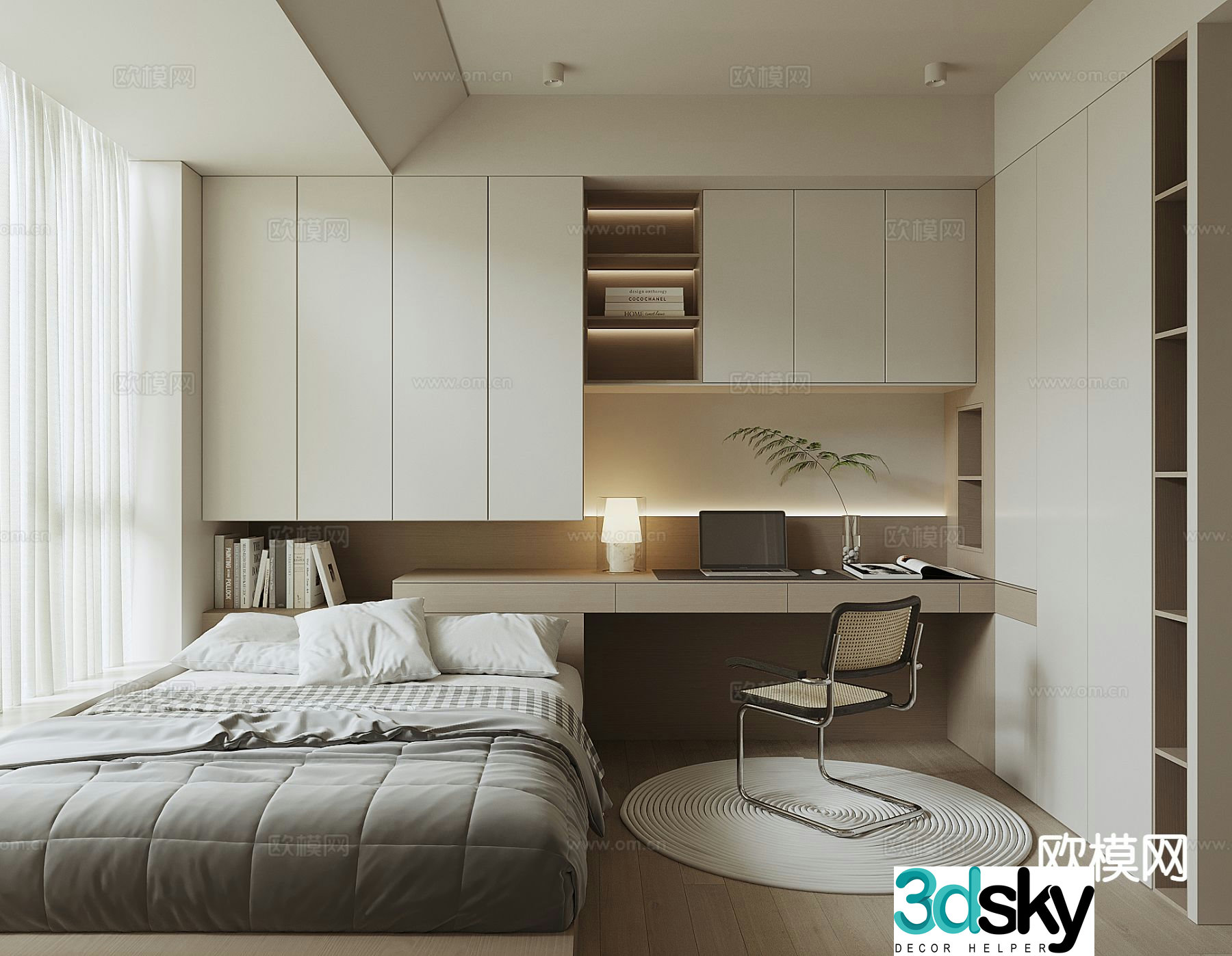 Modern tatami bedroom 3d model