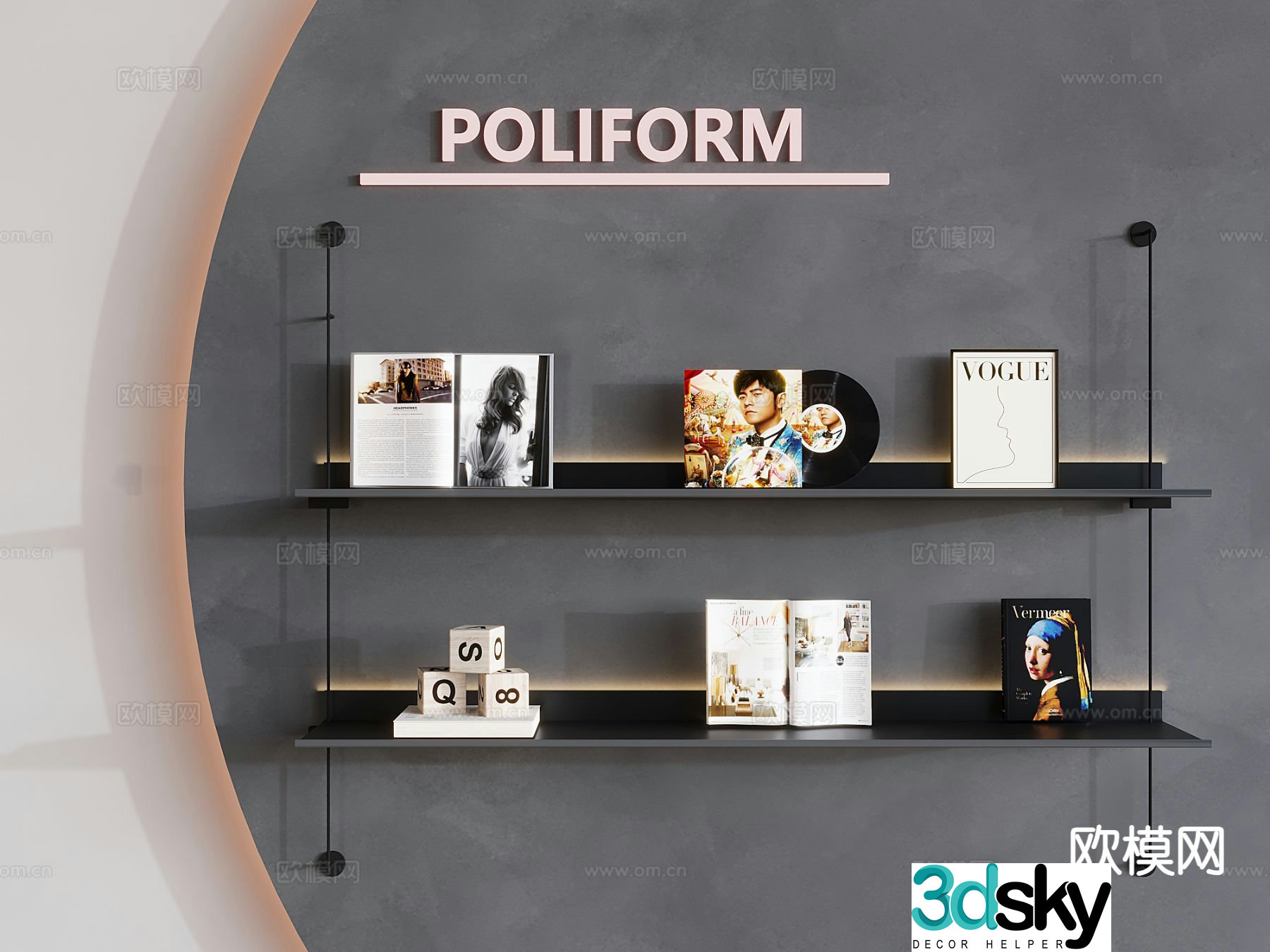 Italian style wall cabinet wall cabinet 3d model