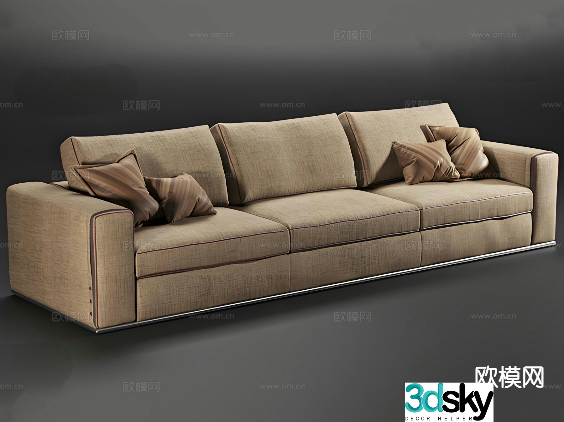 Three seater sofa fabric sofa 3d model