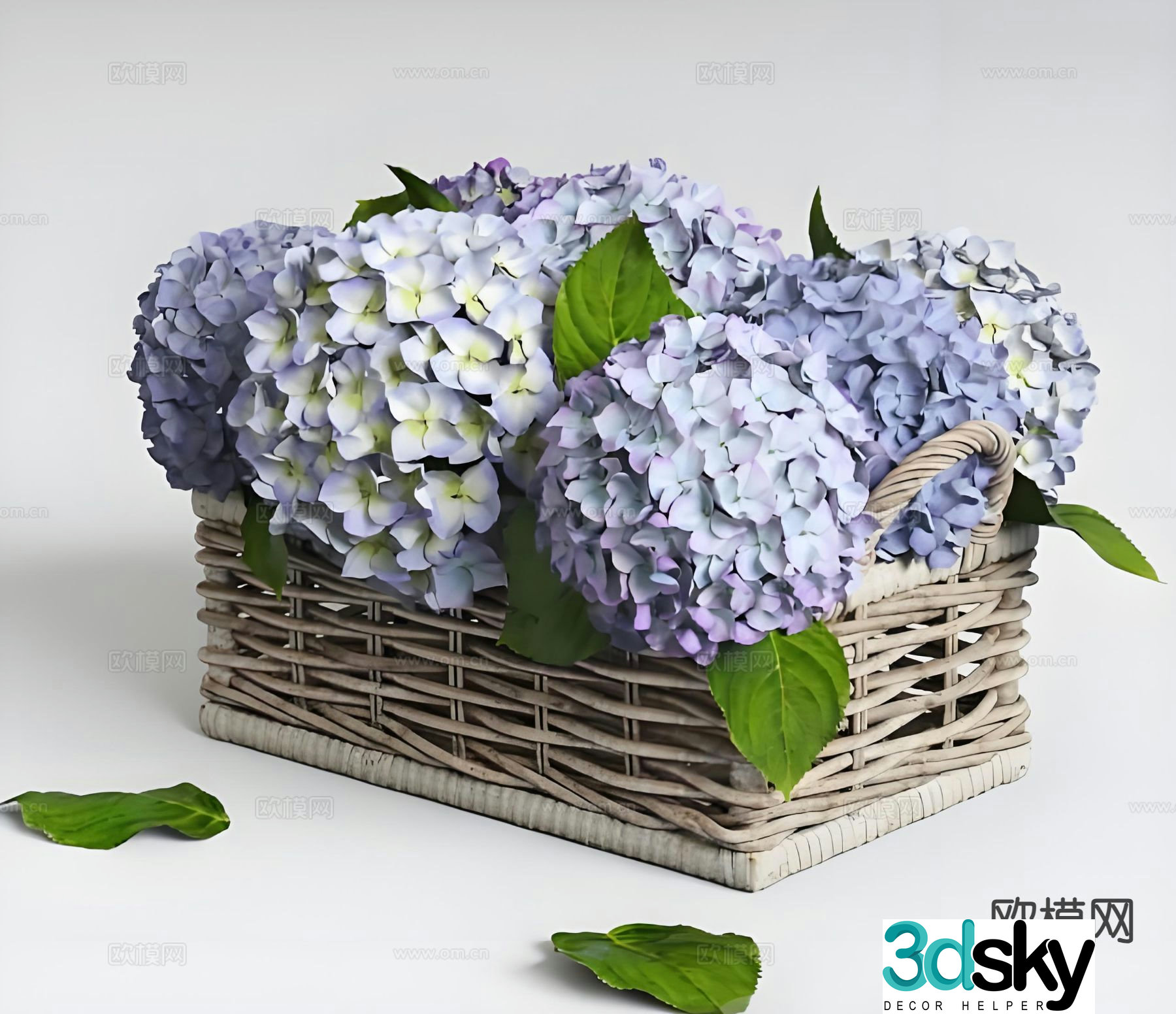 Hydrangea flower basket floral ornaments 3d model