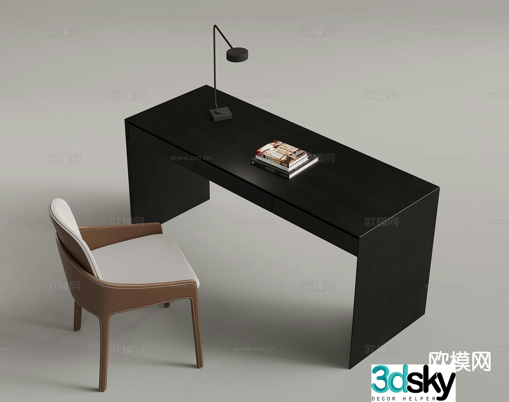 Italian desk and chair 3d model
