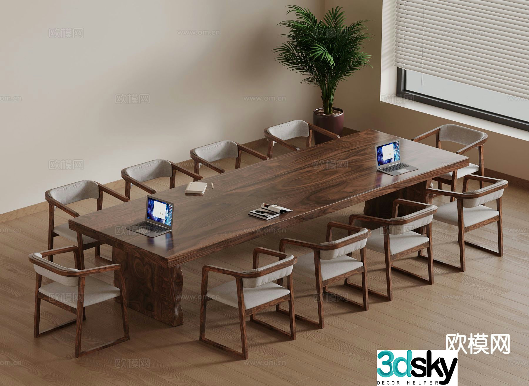 New Chinese style conference table and chairs 3d model