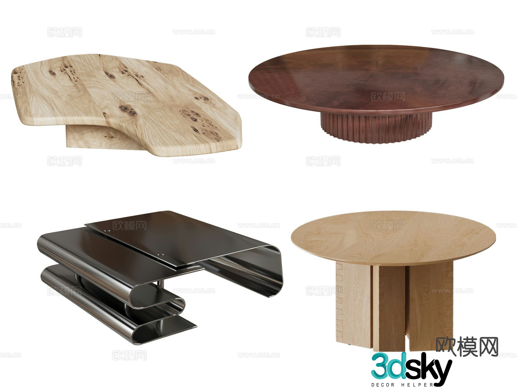 Special shaped coffee table solid wood coffee table 3d model