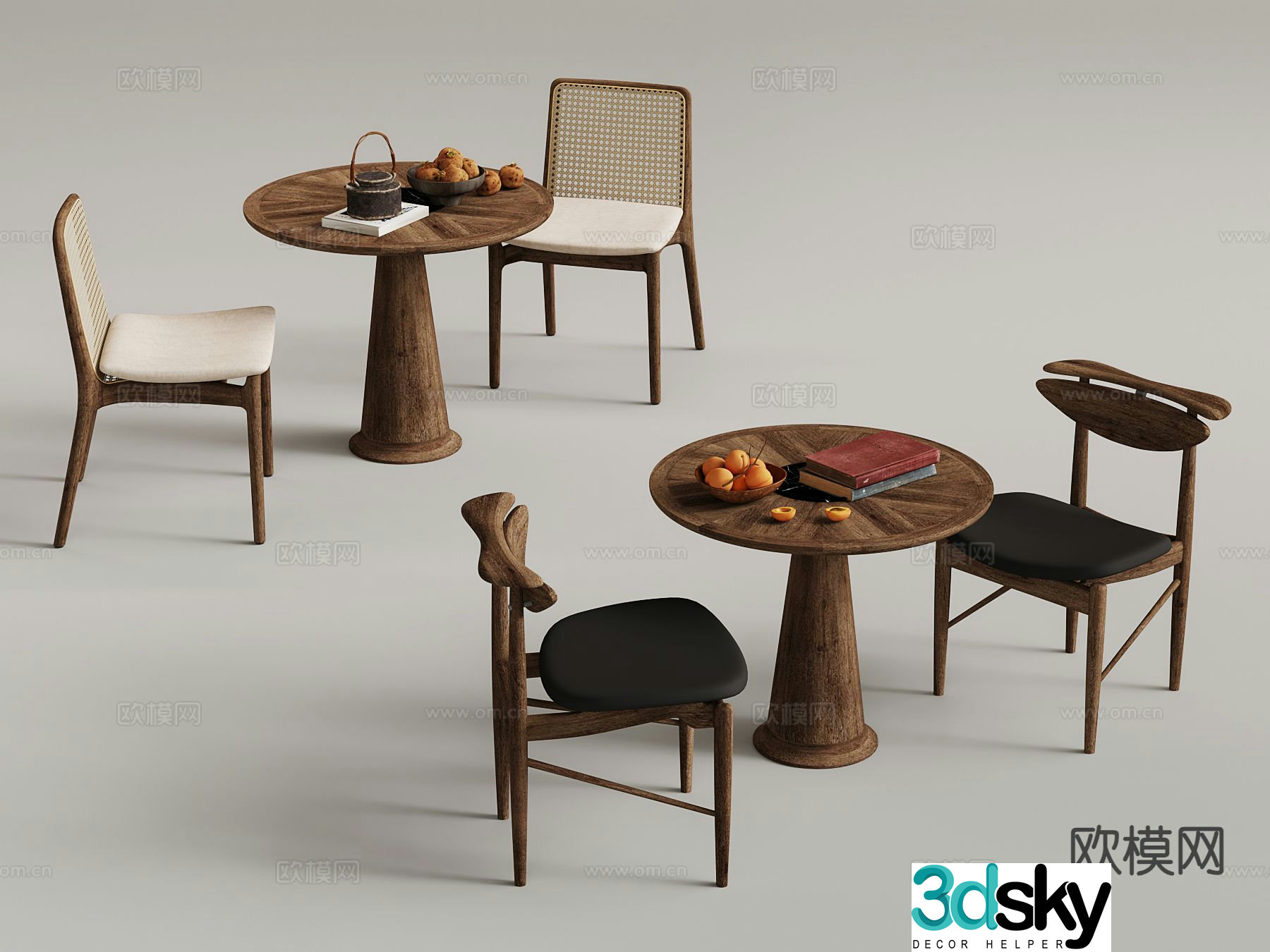 Wabi Sabi Leisure Table and Chair Negotiation Table and Chair 3D Model