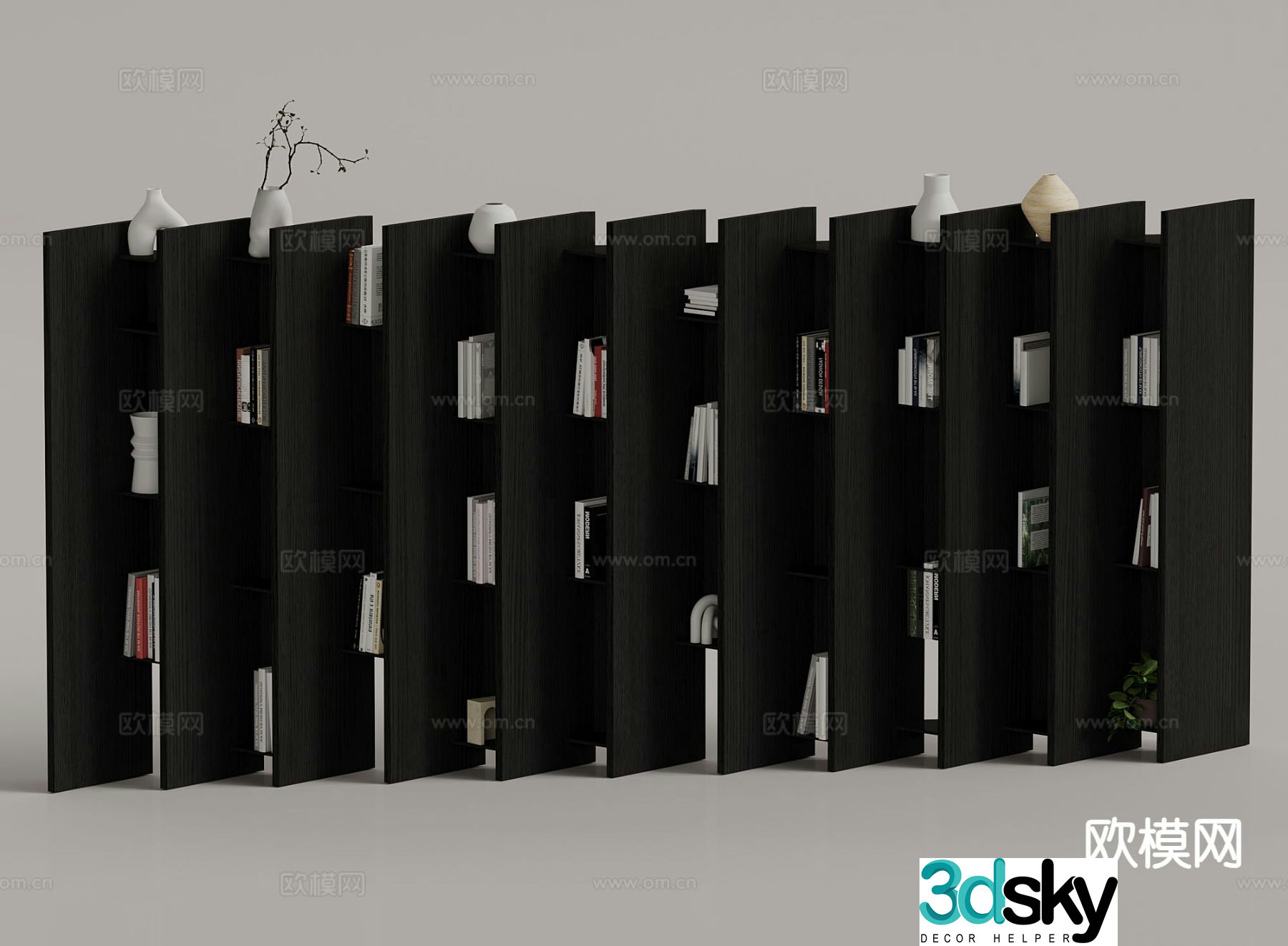 Modern bookshelf bookcase 3d model
