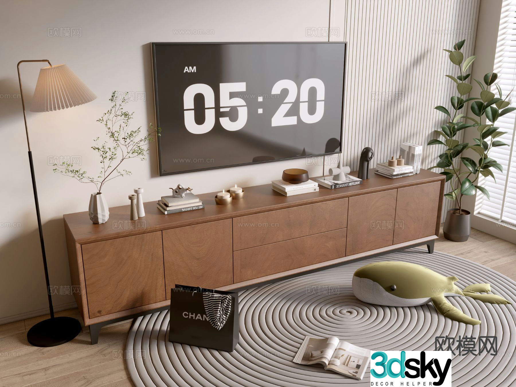 Log style TV cabinet 3D model