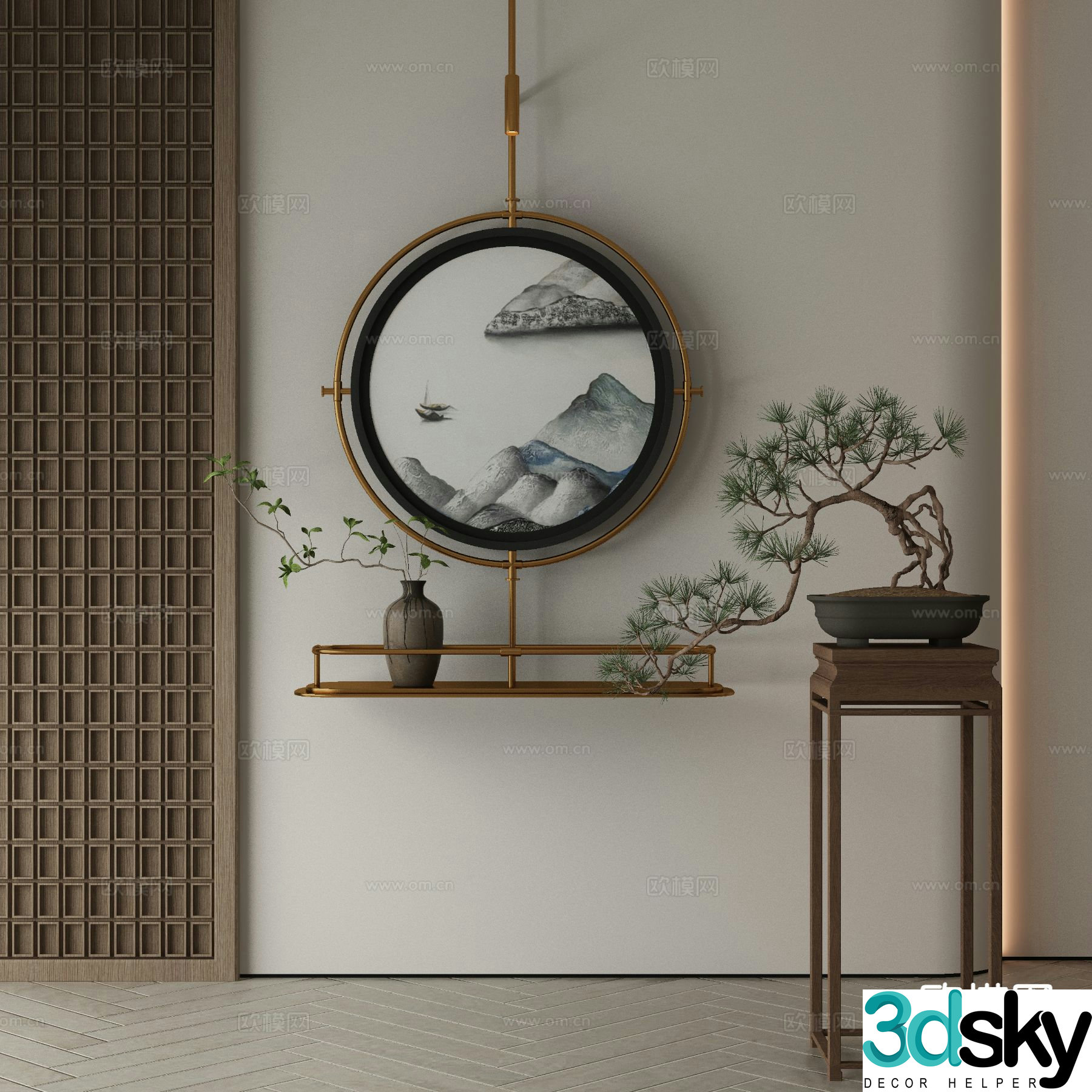 New Chinese style art painting decorative painting 3d model