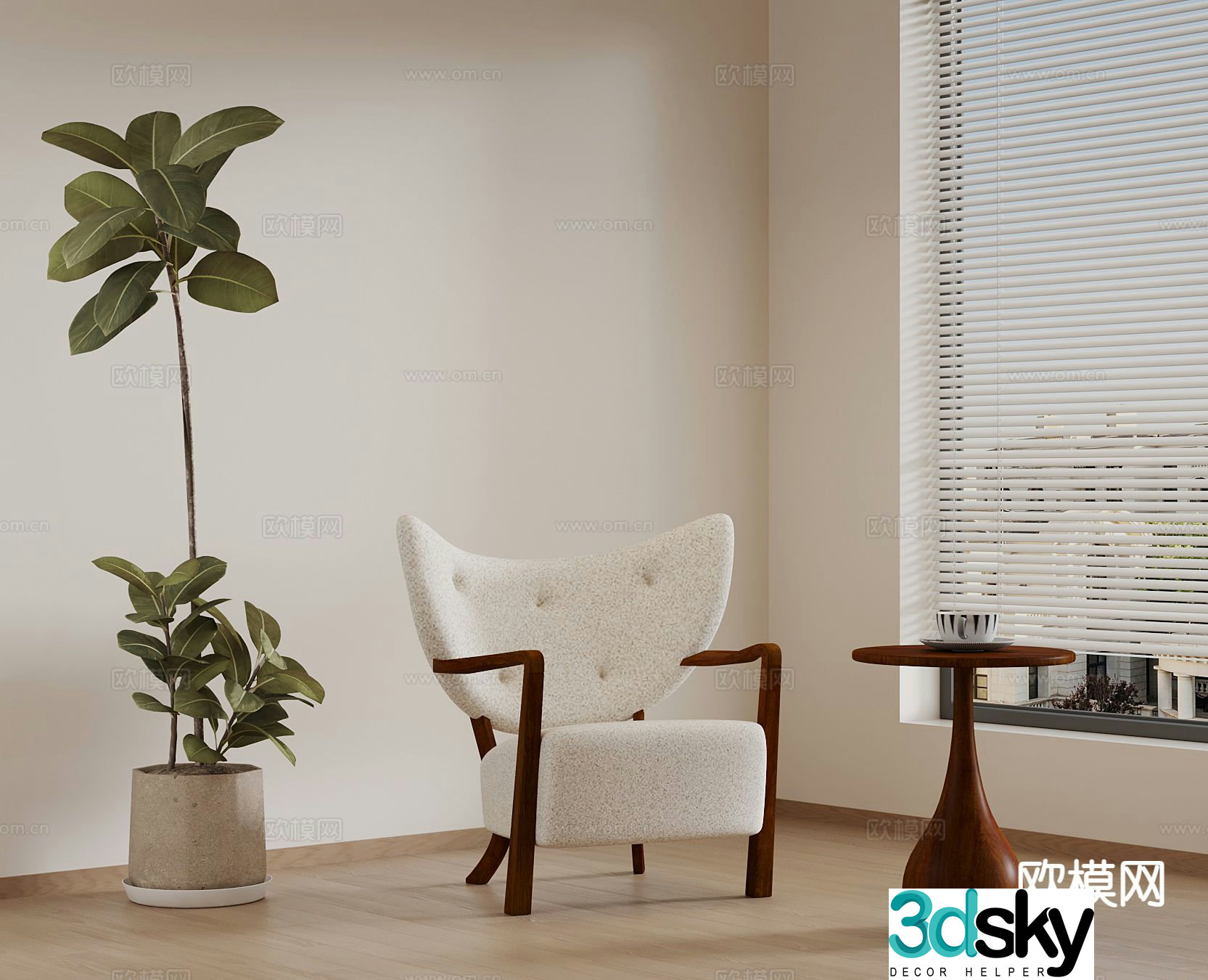 Wabi Sabi Leisure Table and Chair Negotiation Table and Chair 3D Model
