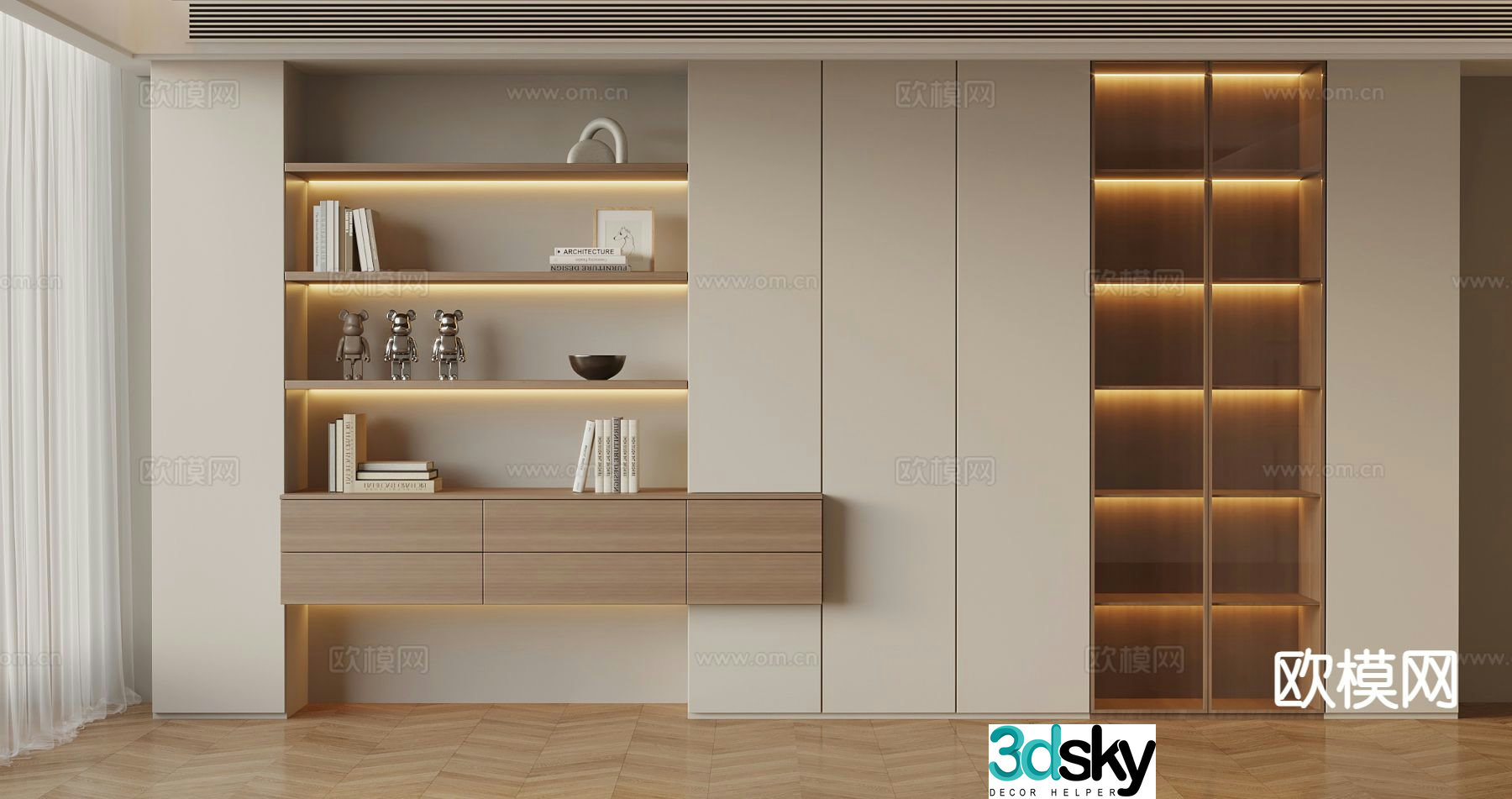 Log style bookcase modern bookcase 3d model