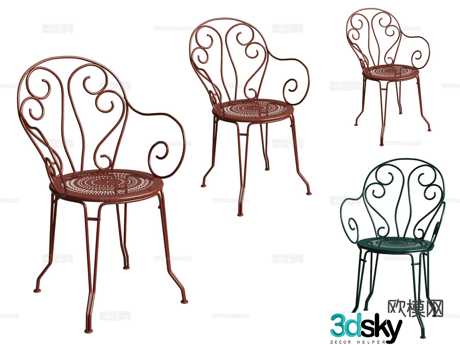 Iron chair outdoor chair leisure chair arm chair artistic iron chair leisure chair 3d model