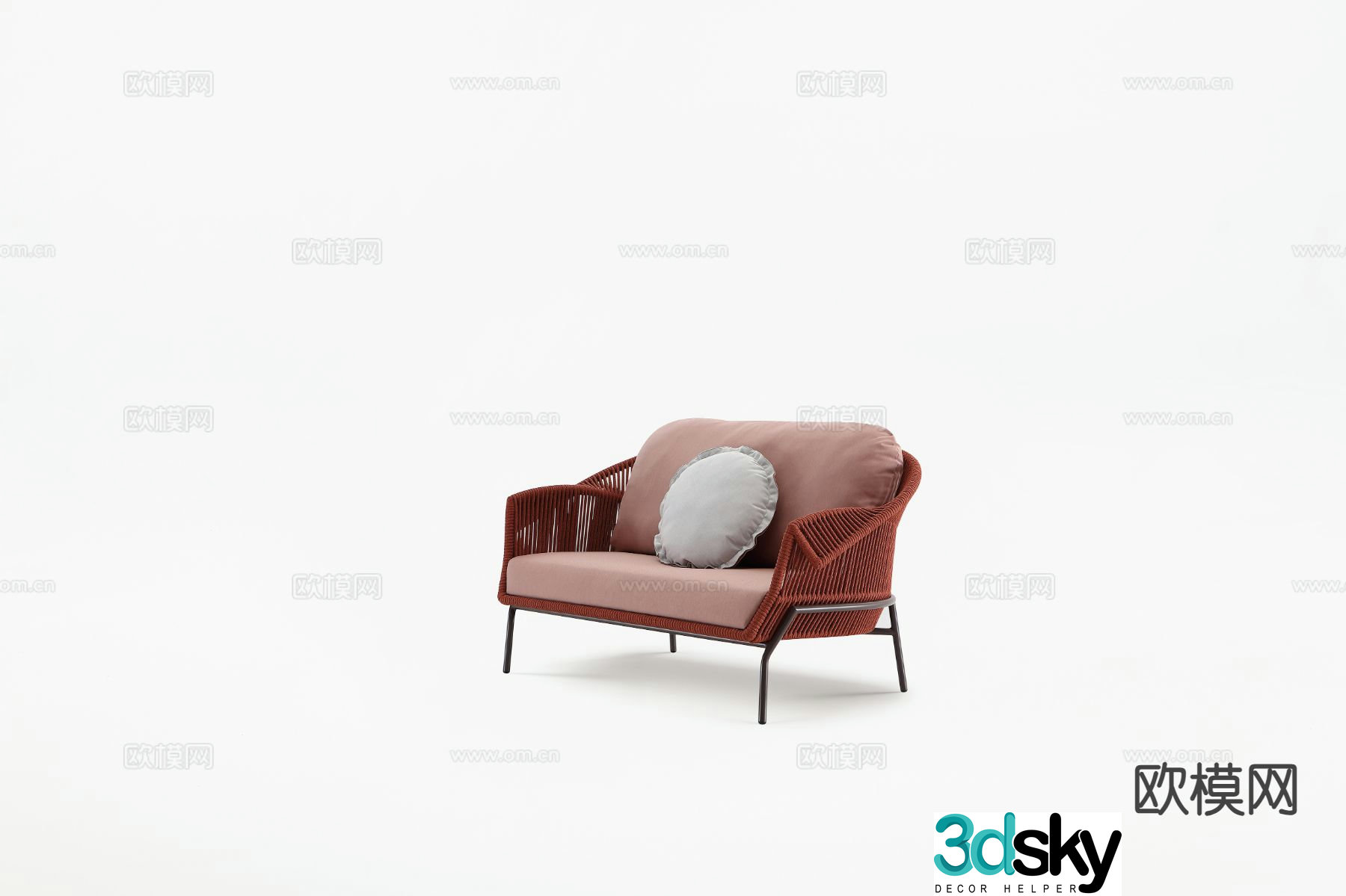 Modern patio sofa double sofa outdoor sofa 3d model