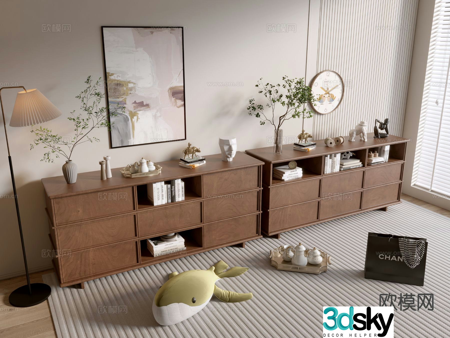 Wabi-sabi side cabinet entrance cabinet 3D model