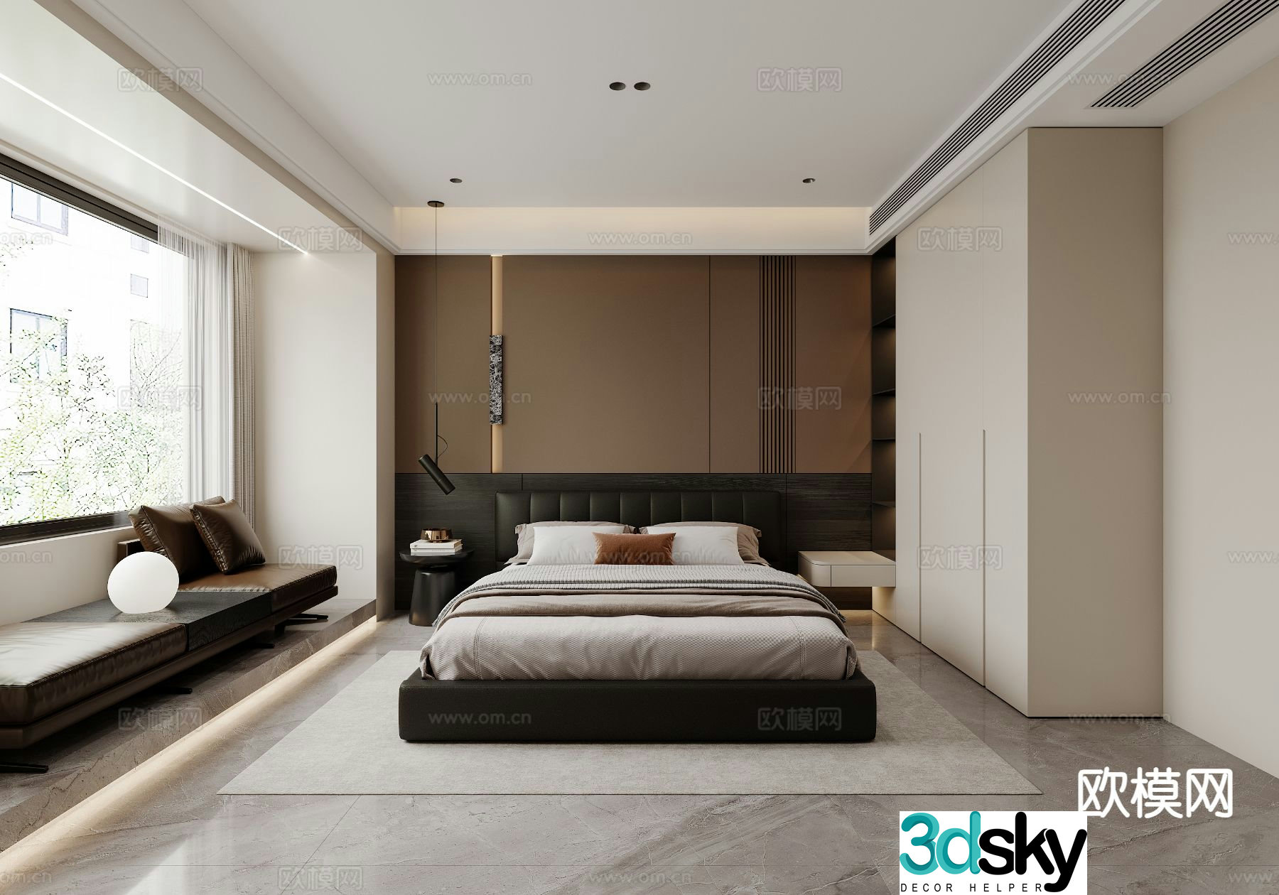 Modern bedroom master bedroom 3d model