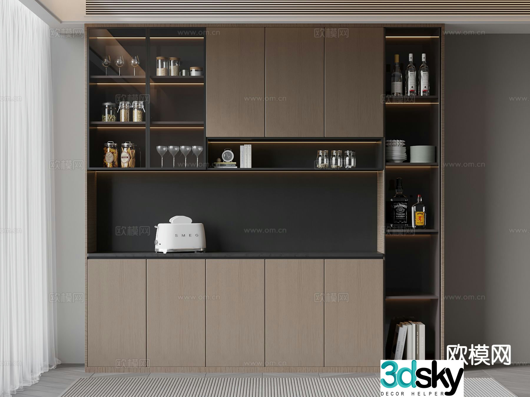 Italian wine cabinet sideboard 3d model