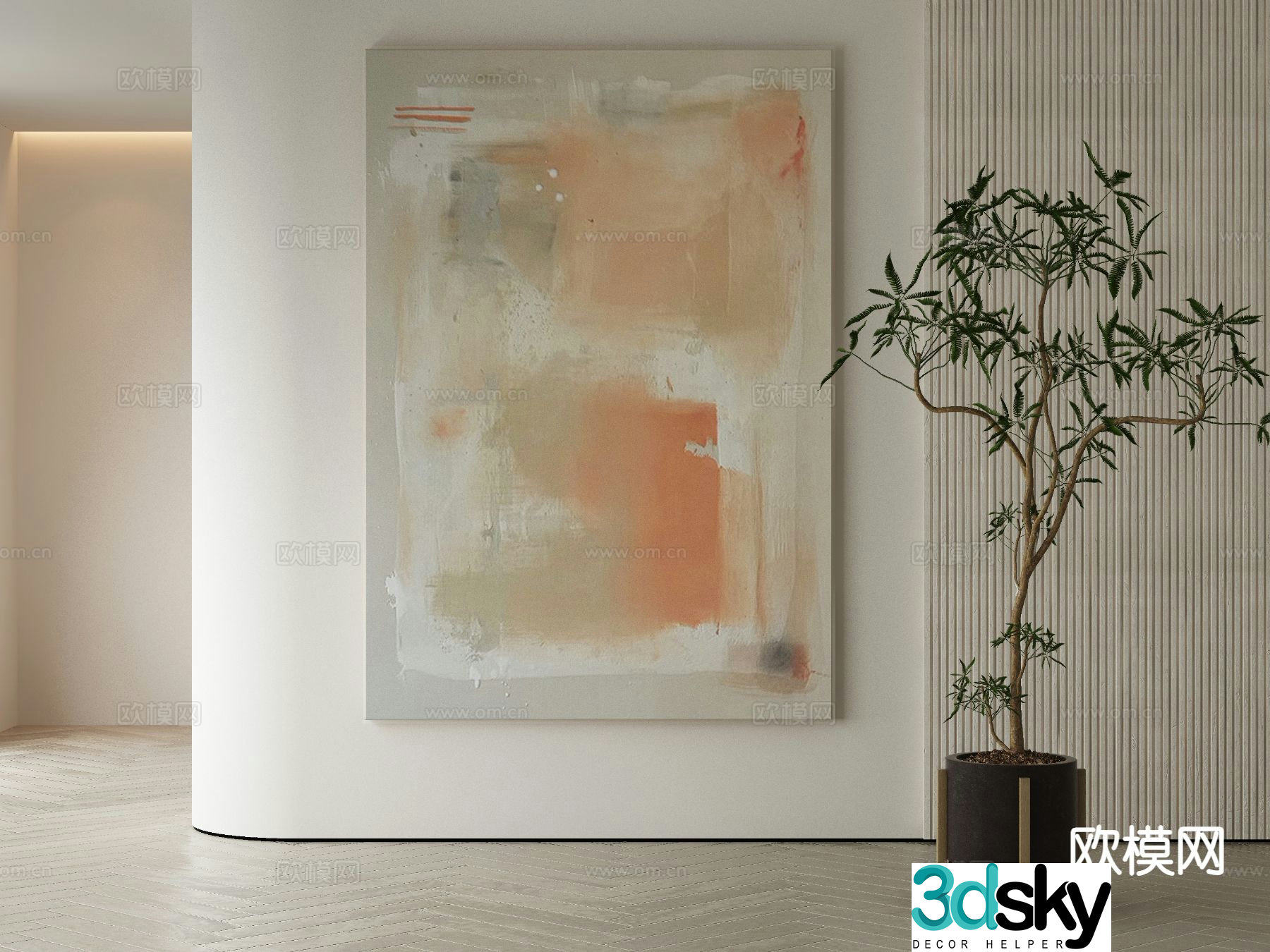 Modern decorative painting texture painting abstract painting 3d model