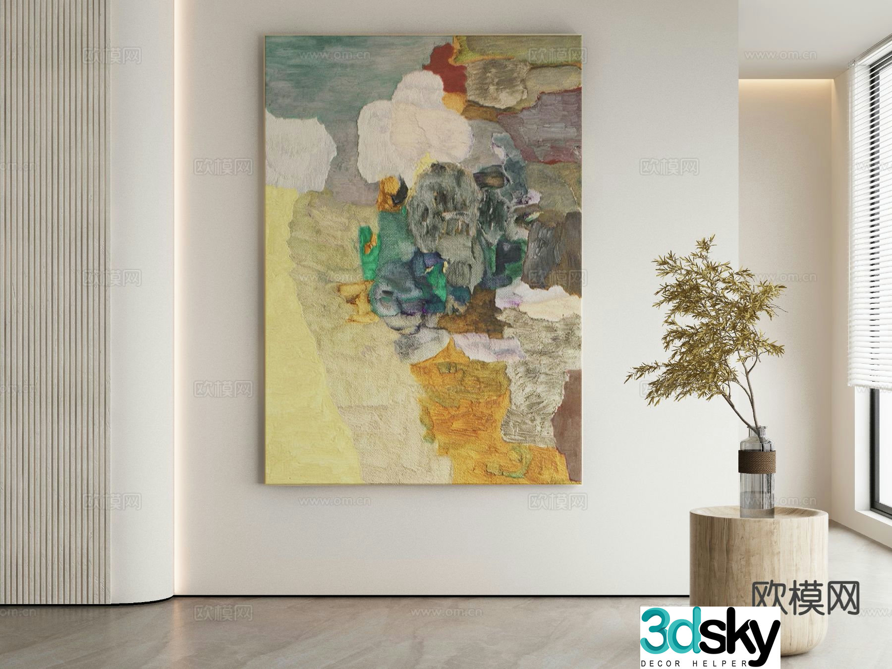 Modern texture painting decorative painting 3d model