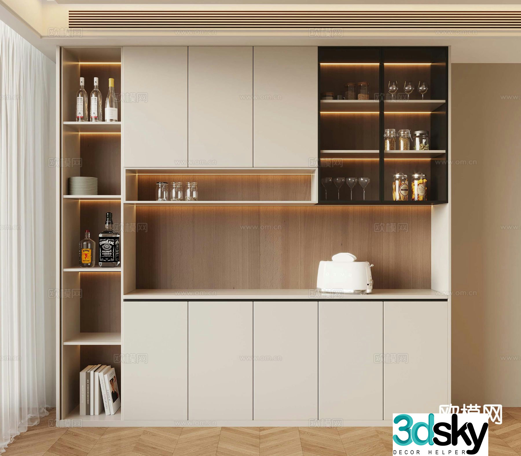 Modern wine cabinet sideboard 3d model