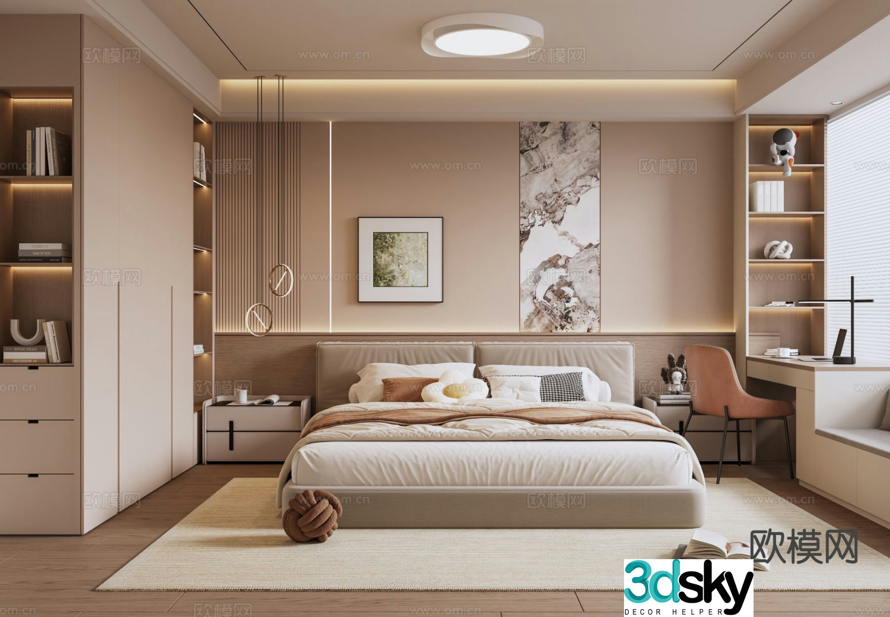 Cream style bedroom master bedroom 3d model