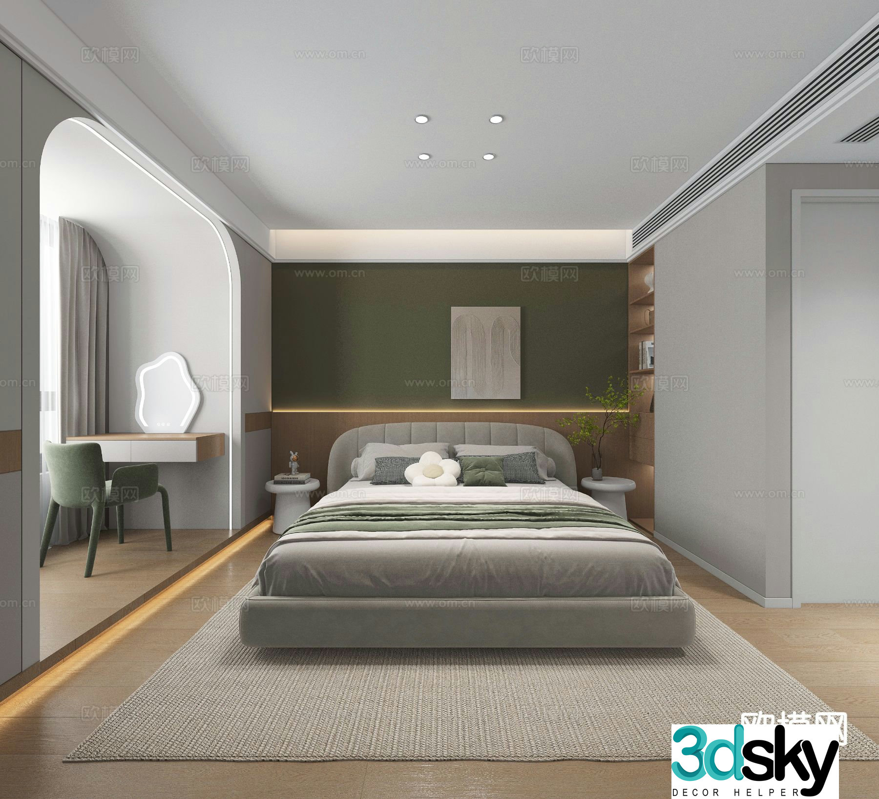 Cream style bedroom second bedroom 3D model