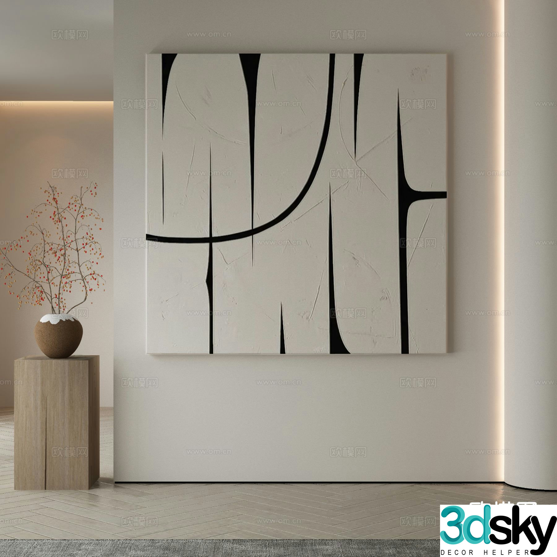 Modern decorative painting abstract painting hanging painting 3d model