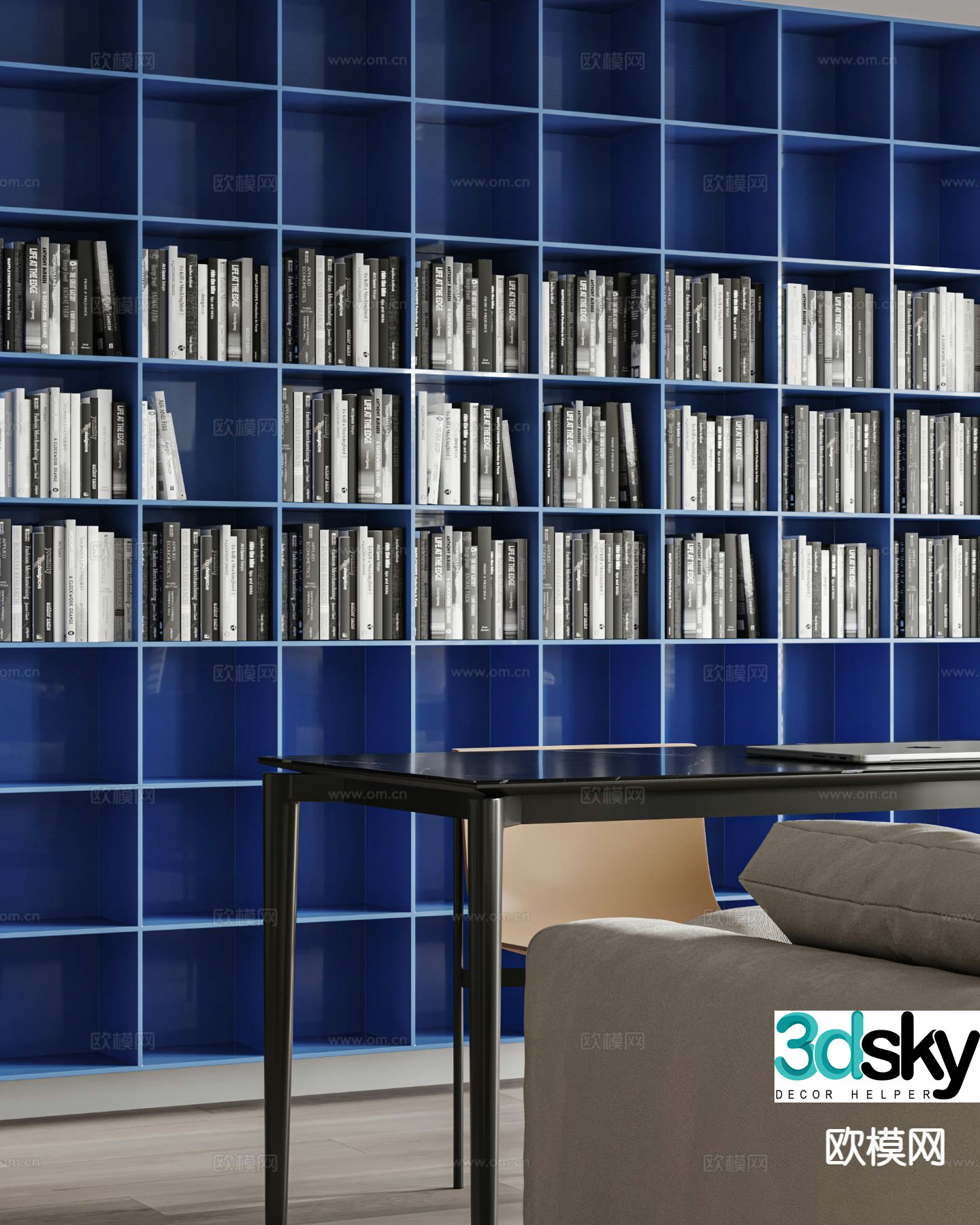 Modern bookcase Klein blue 3d model