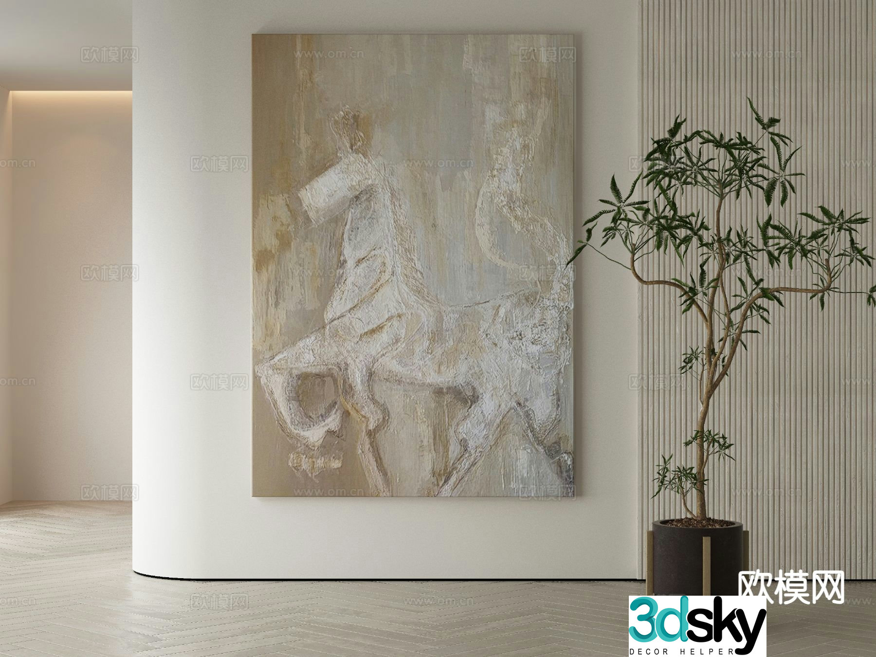 Modern decorative painting texture painting abstract painting 3d model