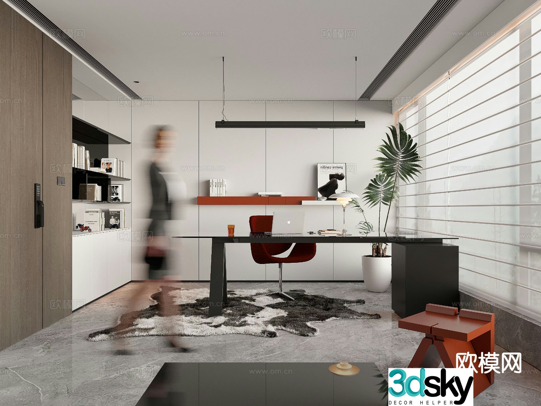 Modern study room 3d model