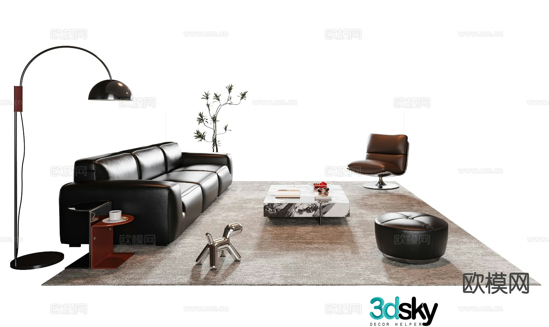 Italian sofa coffee table modular sofa 3d model
