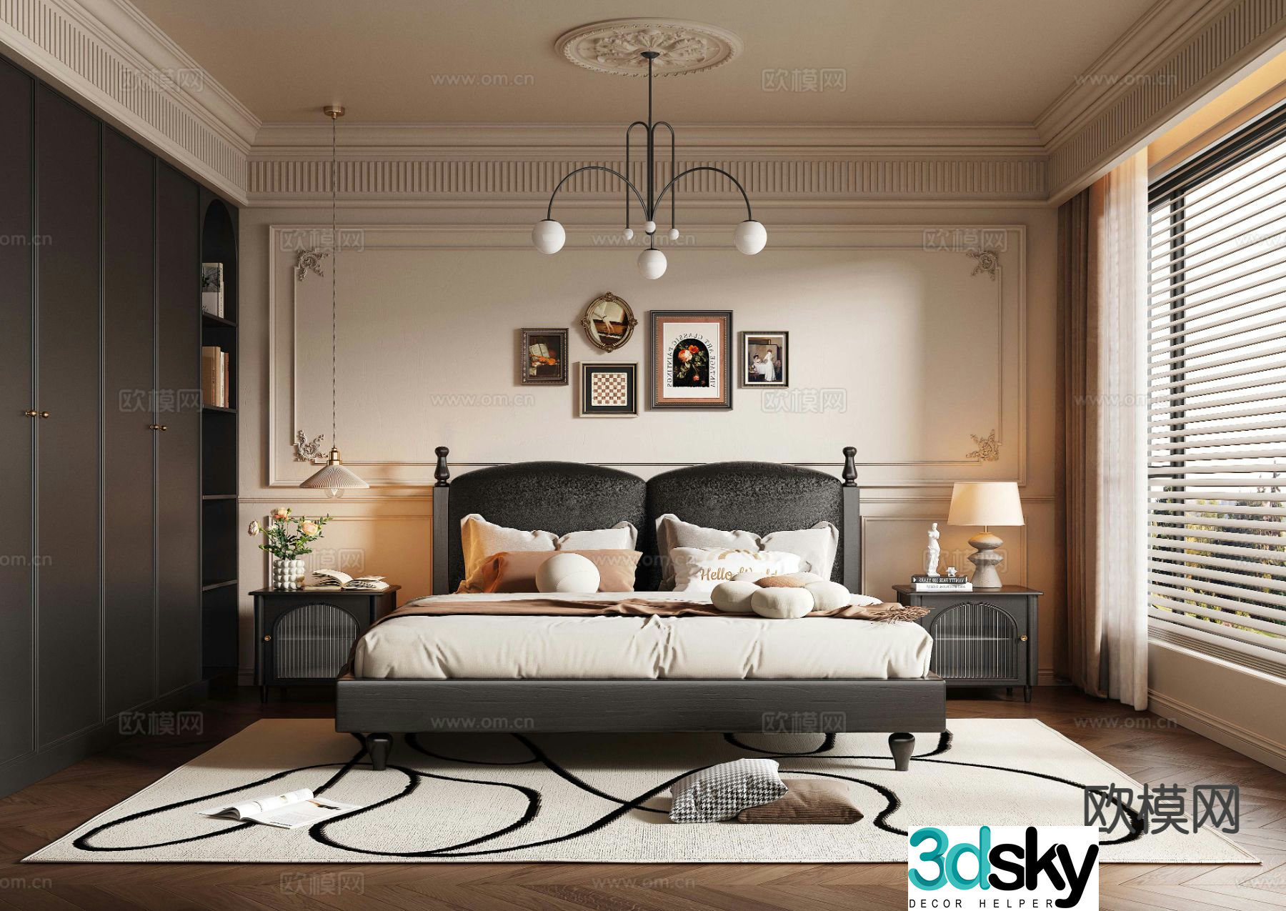 French retro bedroom master bedroom 3d model