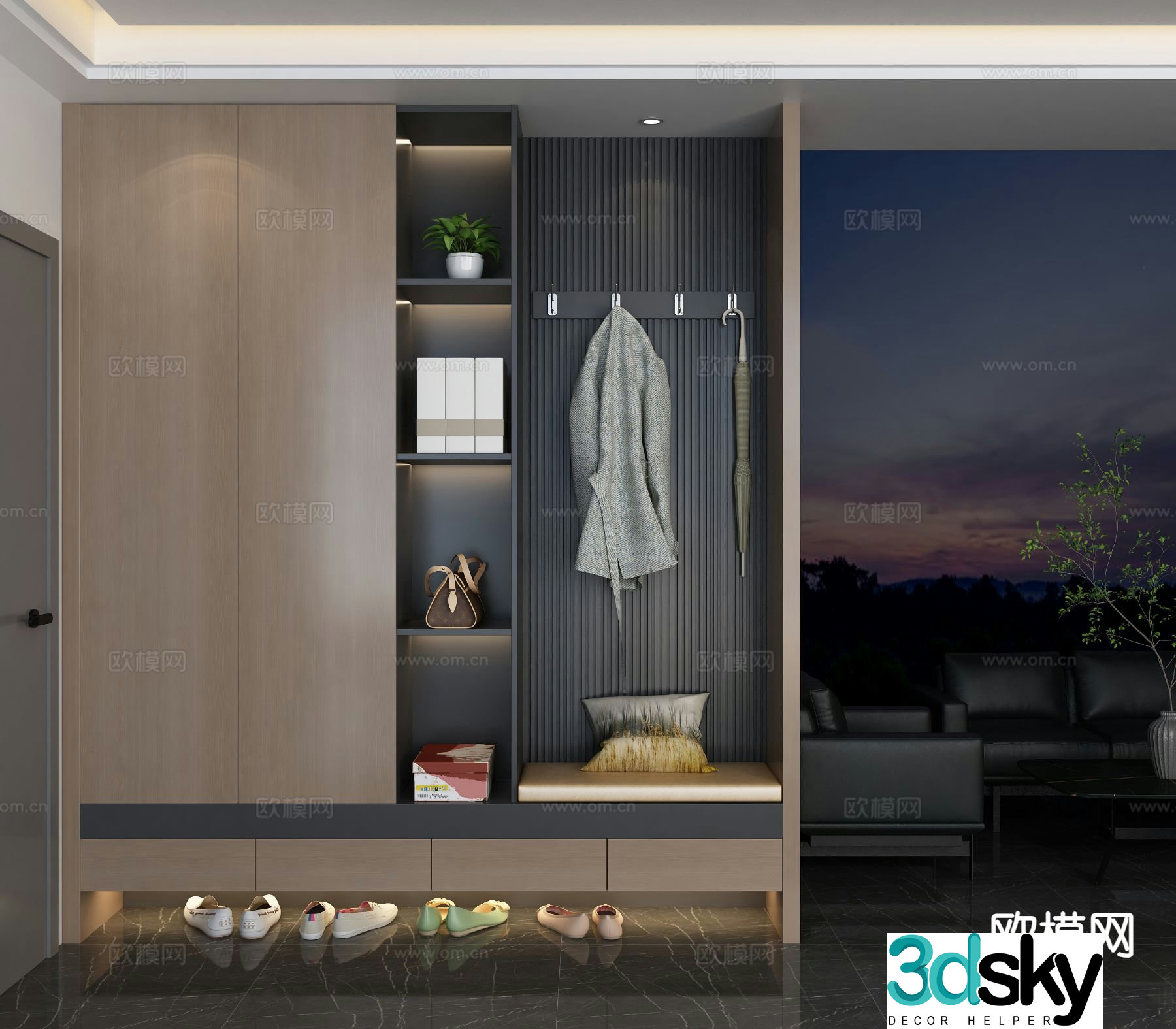 Italian shoe cabinet customized entrance cabinet 3D model