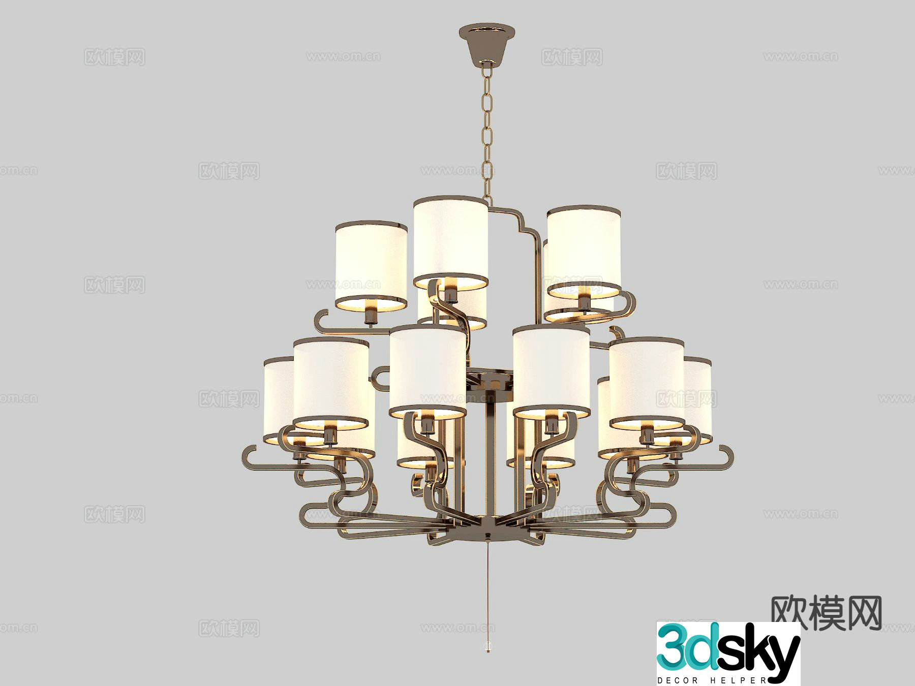 Chinese style chandelier multi-head chandelier 3d model